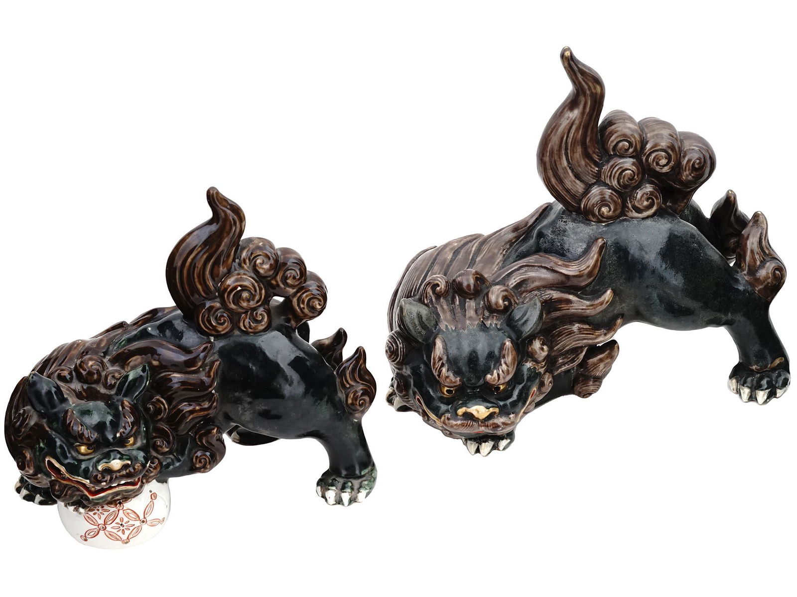 MID CEN CHINESE GLAZED CERAMIC FOO DOG FIGURES (1 of 9)