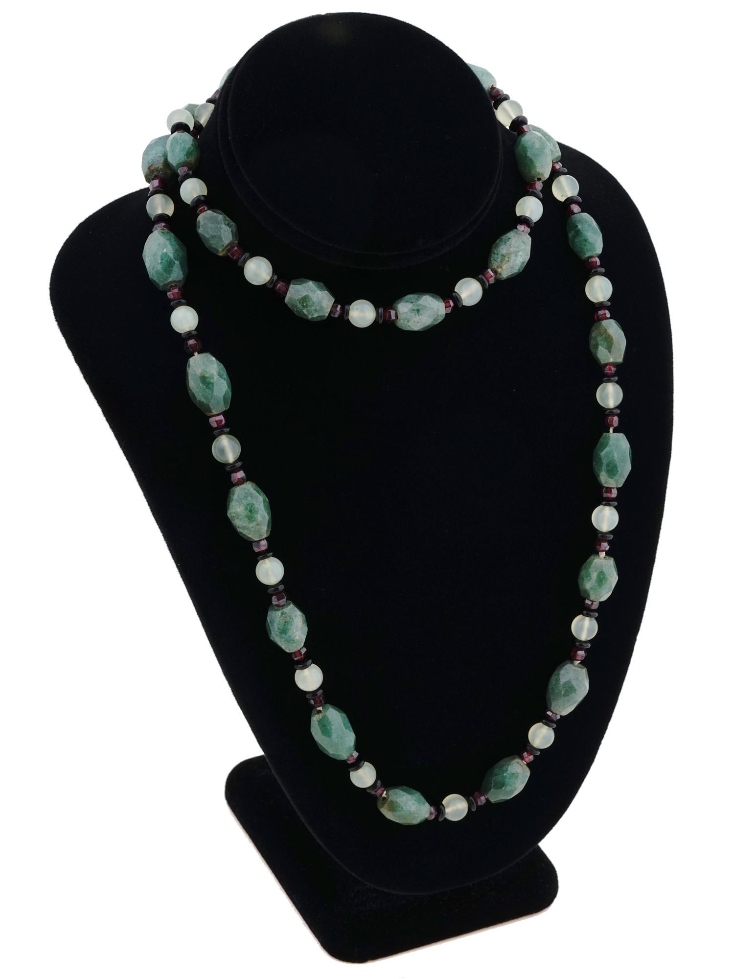 CHINESE EXPORTS ART DECO STONES STERLING NECKLACE (1 of 4)