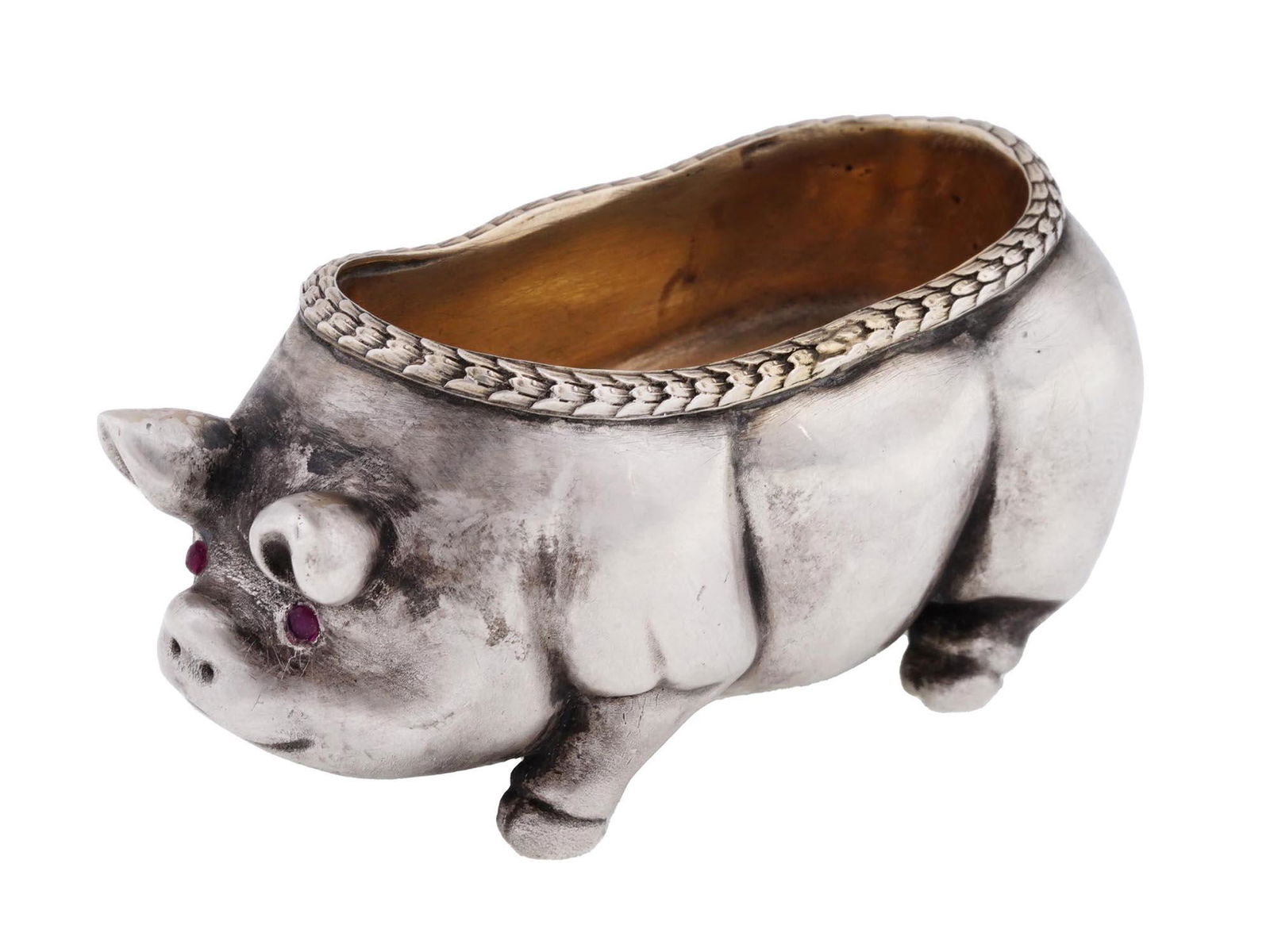 RUSSIAN 84 SILVER PIG SALT CELLAR (1 of 8)