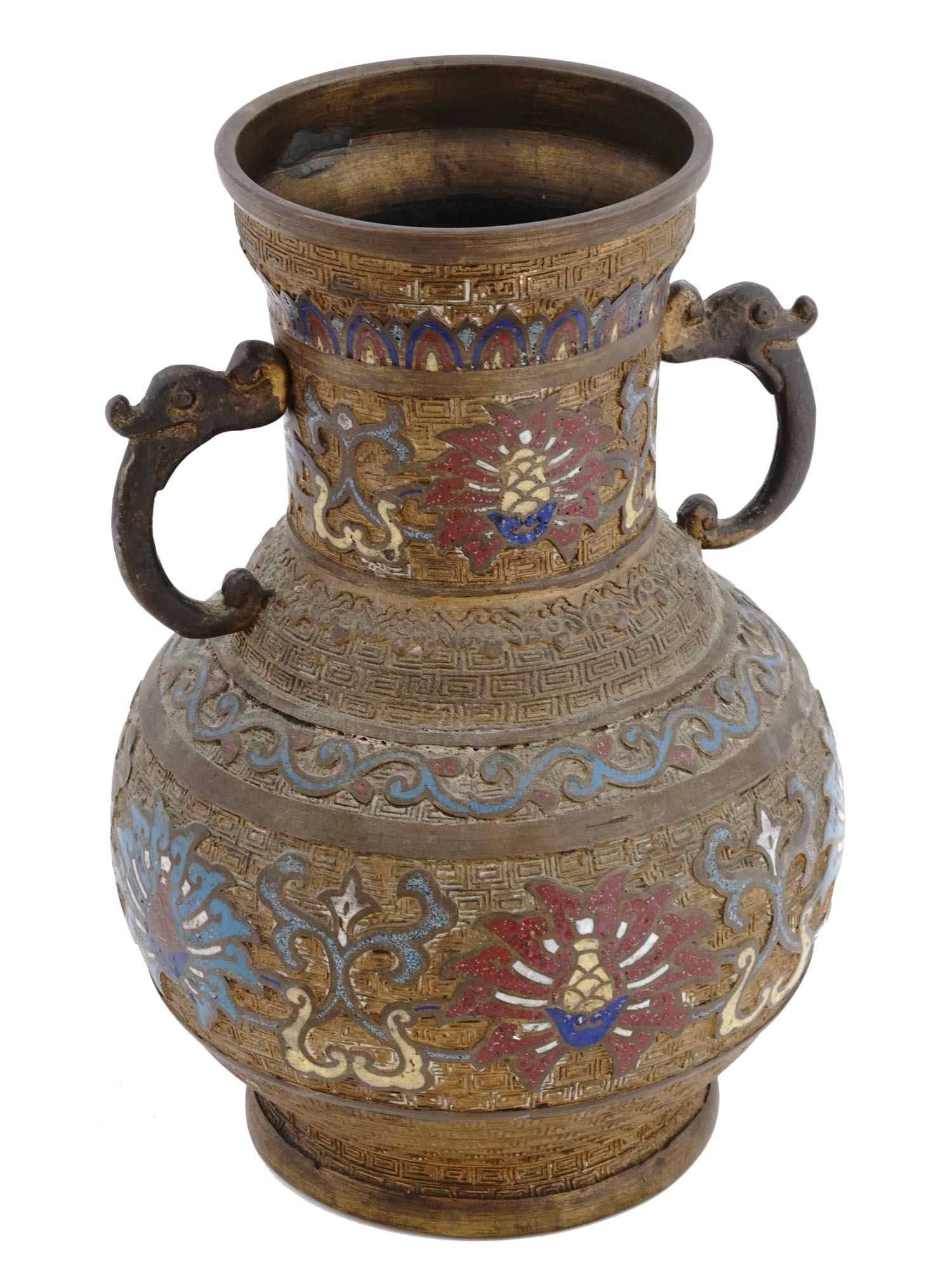 ANTIQUE JAPANESE MEIJI CLOISONNE ENAMEL URN VASE (1 of 6)