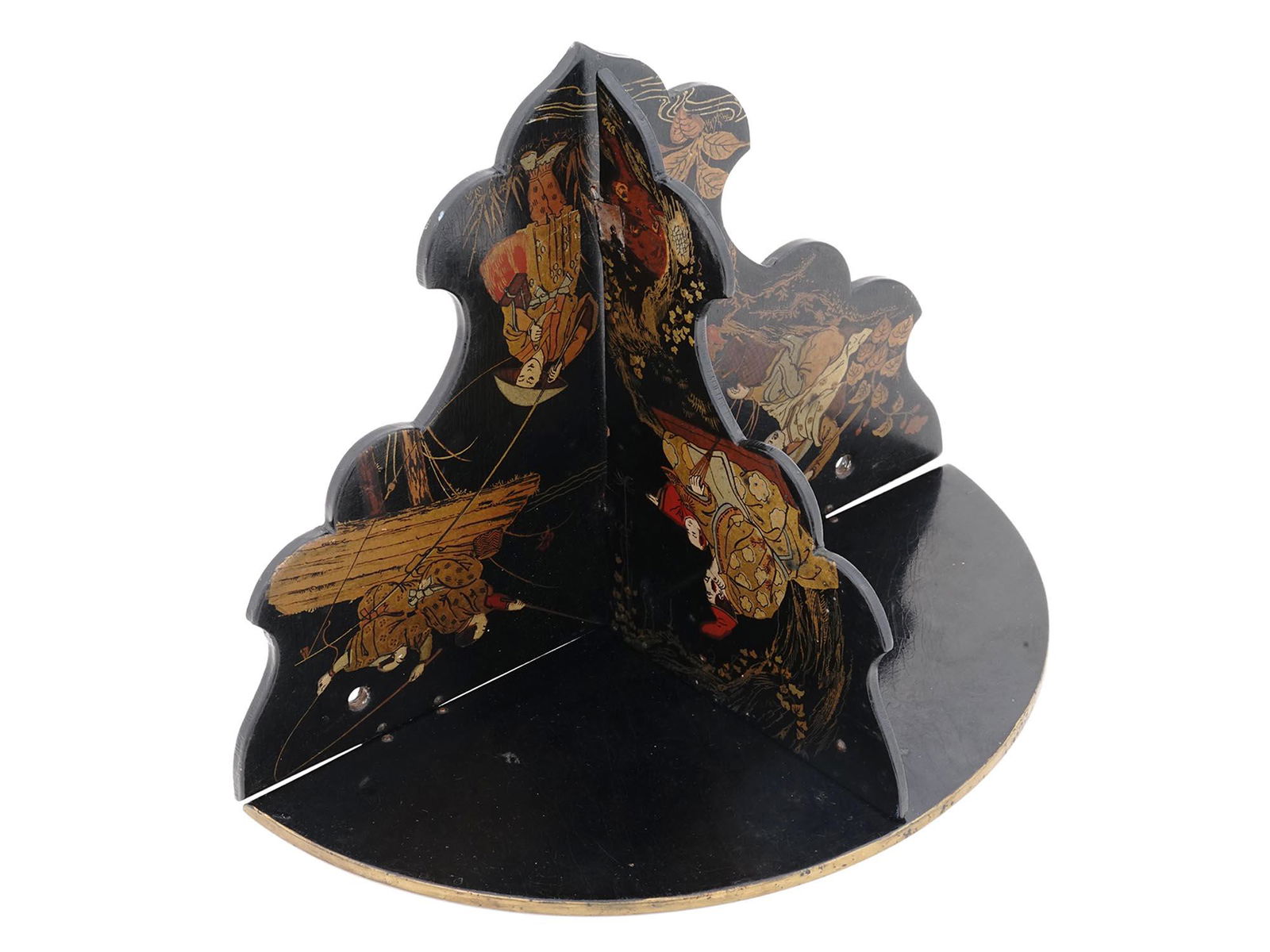 ANTIQUE JAPANESE LACQUERED WOOD FOLDING WALL SHELF (1 of 9)