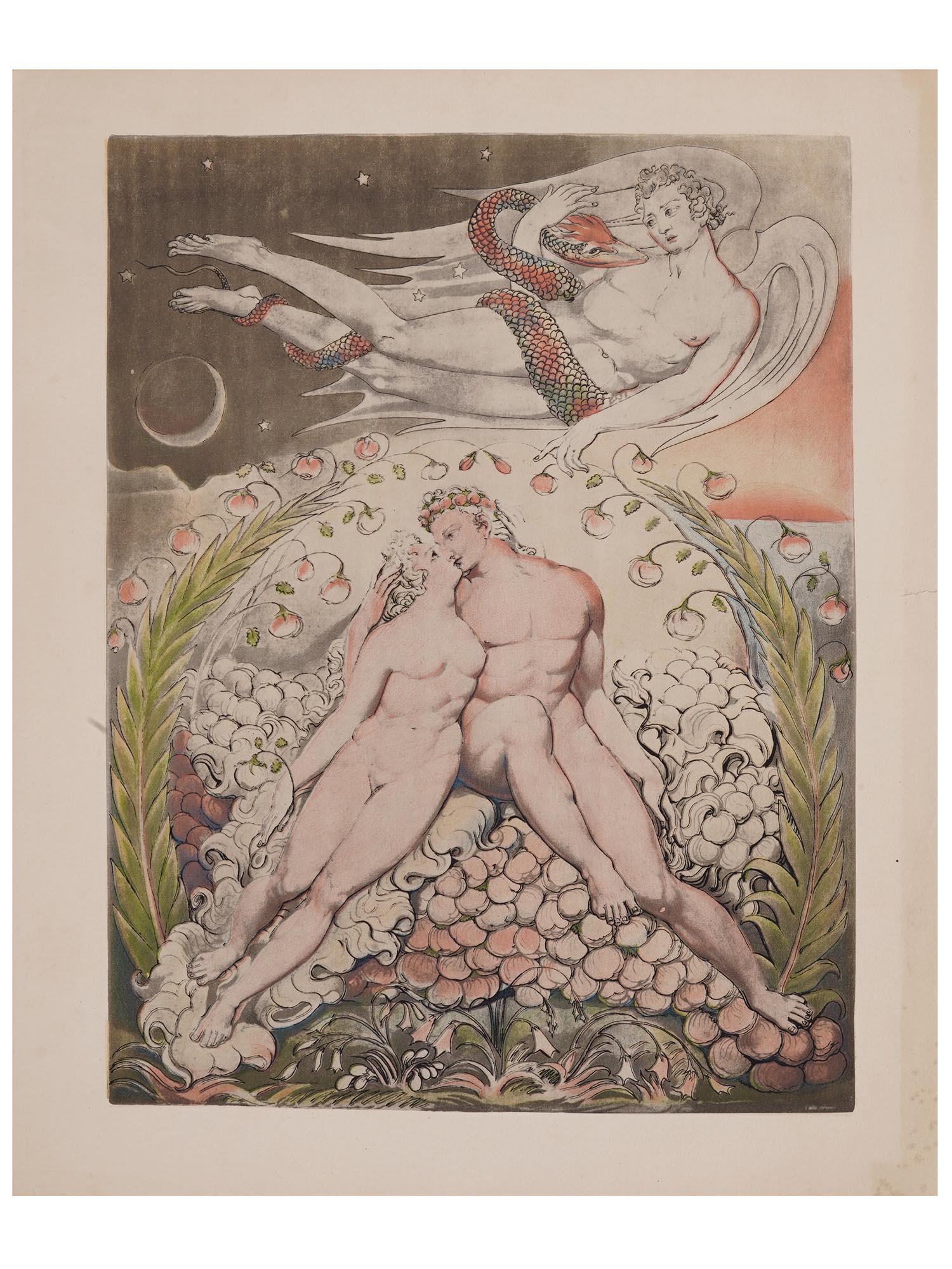 RELIGIOUS ENGLISH COLORED PRINT BY WILLIAM BLAKE (1 of 5)