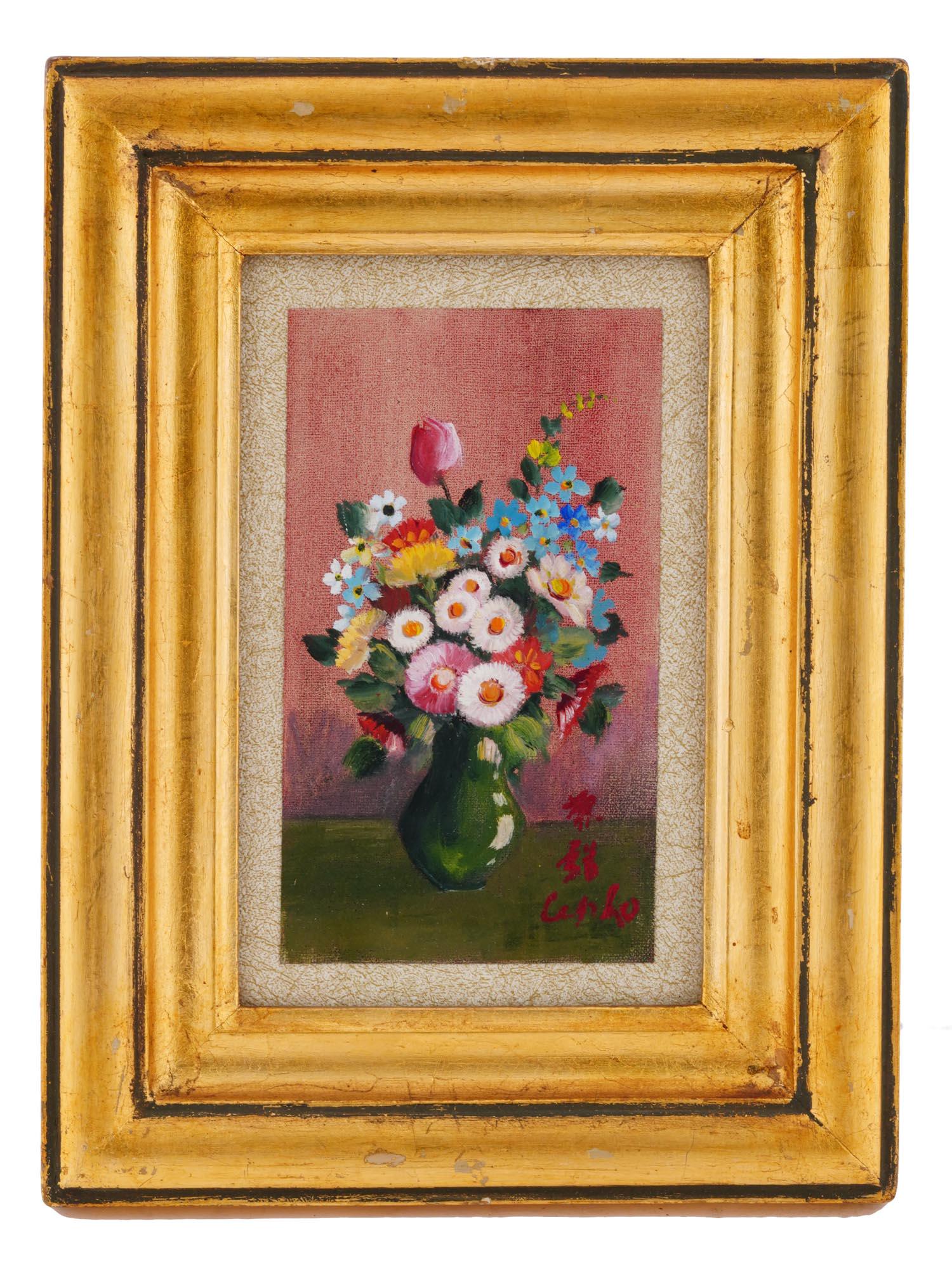 VIETNAMESE FRENCH FLOWERS OIL PAINTING BY LE PHO: Le Pho, Vietnamese, French, 1907 to 2001, oil painting on canvas mounted on board depicting a still life with flowers. Signed with Hieroglyphs and in Latin, lower right. Circa: 1960s to 1970s. Framed.