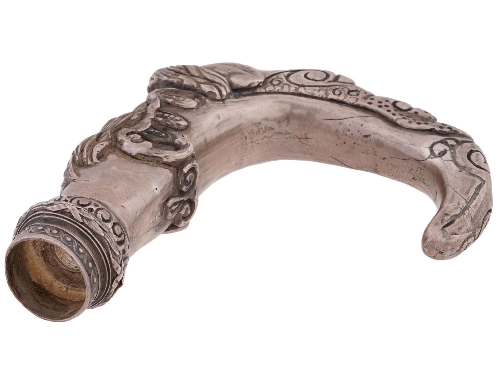 LARGE RUSSIAN 84 SILVER CAST ARCHED CANE HANDLE (1 of 10)