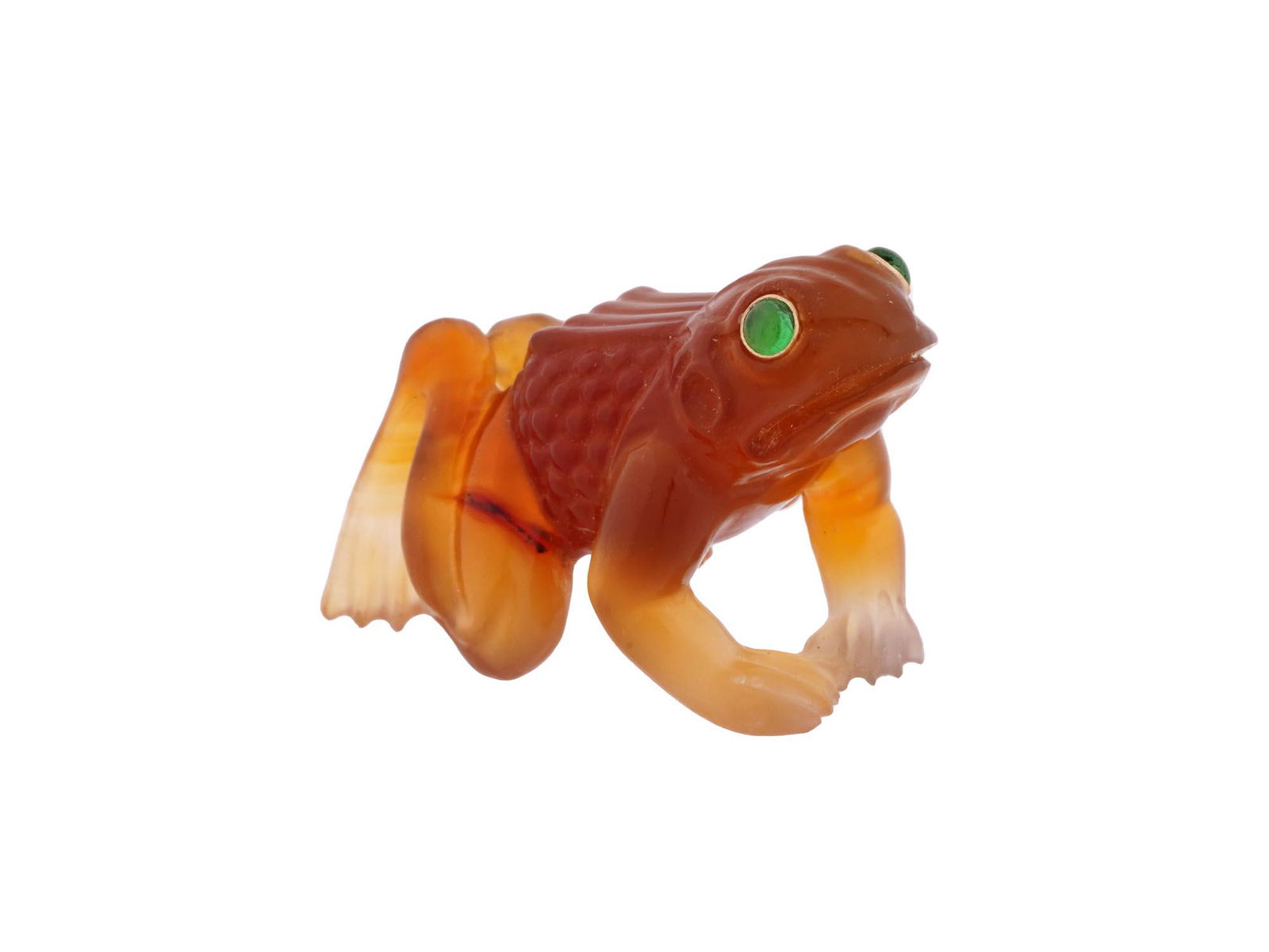 RUSSIAN HAND CARVED AGATE EMERALD FROG FIGURINE (1 of 8)