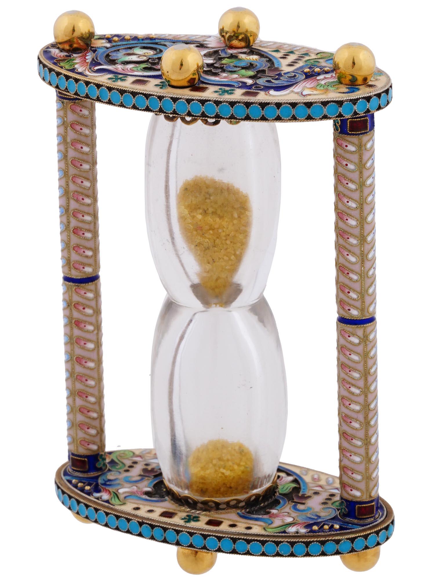 RUSSIAN GILT SILVER CLOISONNE ENAMEL HOURGLASS (1 of 11)