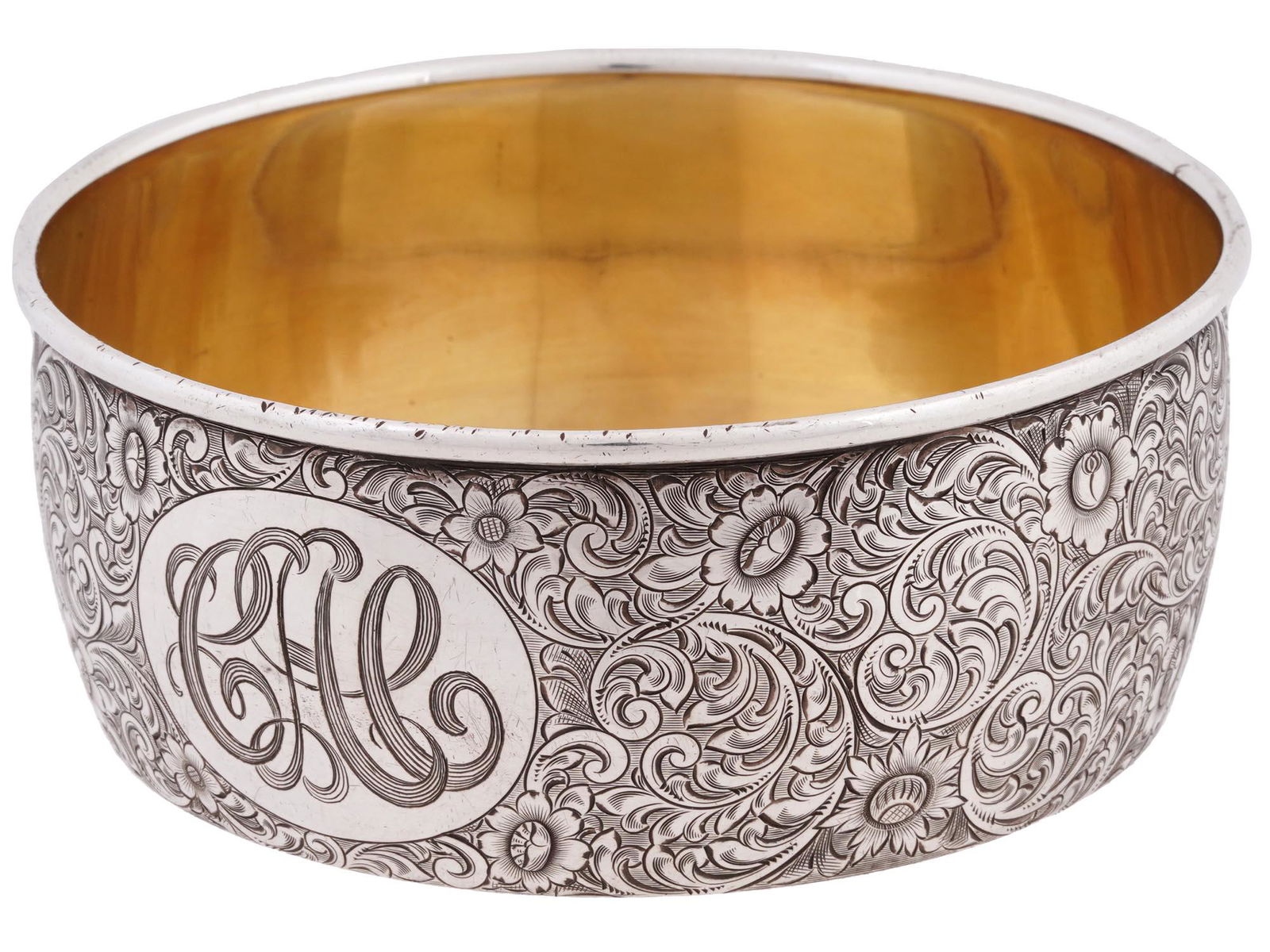 ENGRAVED RUSSIAN 88 SILVER GILT SALT CELLAR BOWL (1 of 9)