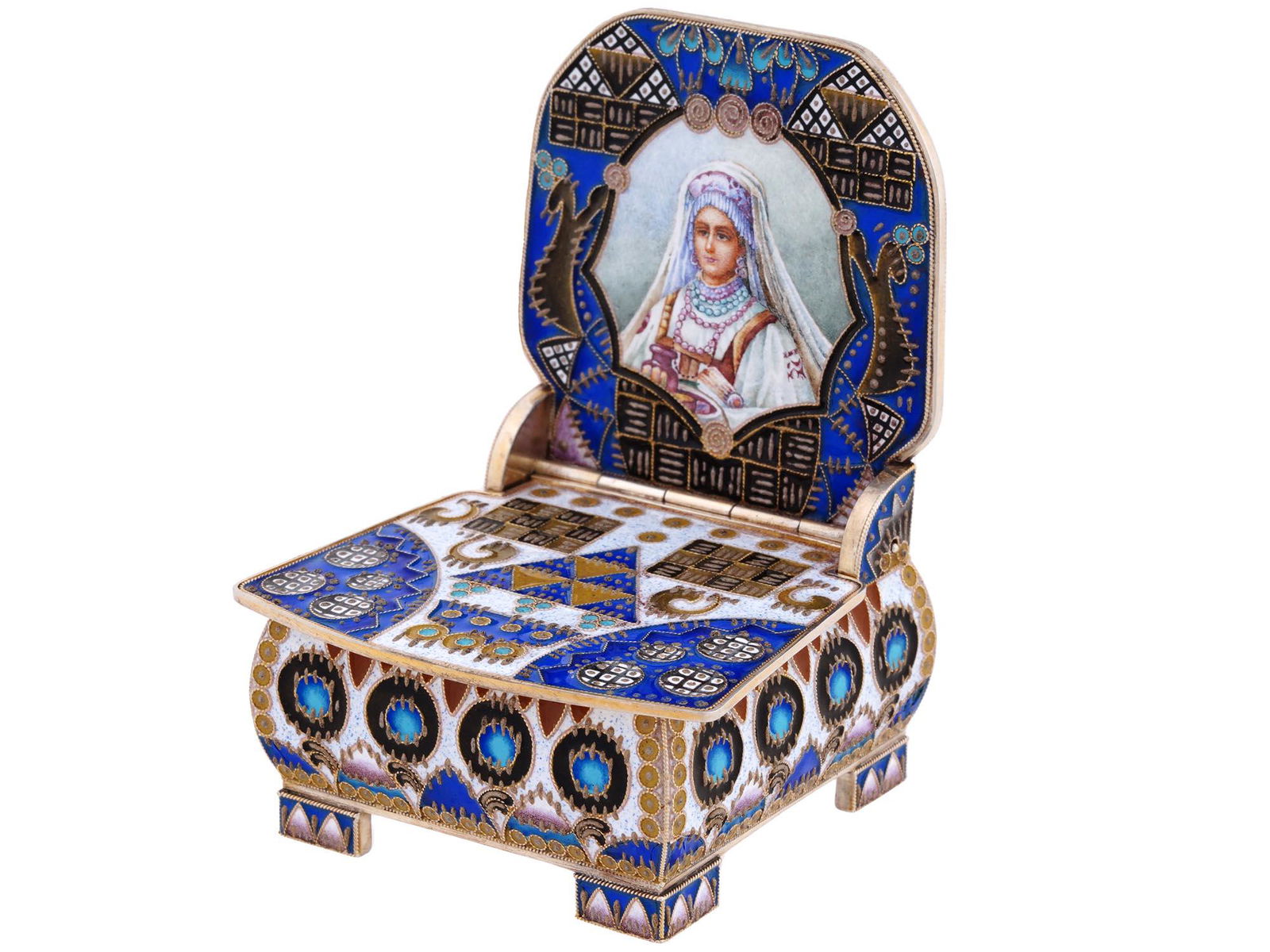 RUSSIAN 88 GILT SILVER ENAMEL THRONE SALT CELLAR (1 of 11)