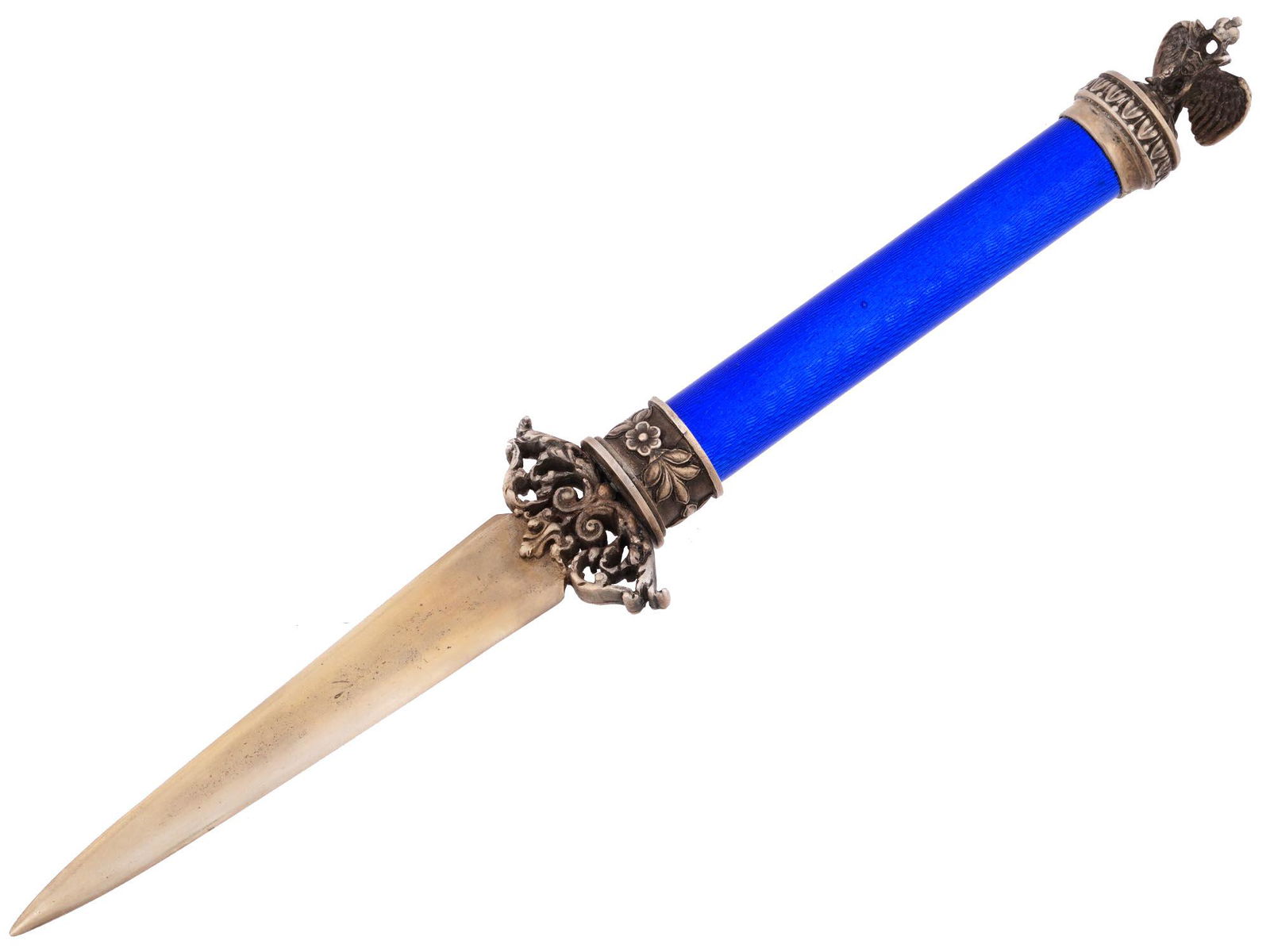 RUSSIAN GILT SILVER GUILLOCHE ENAMEL LETTER OPENER (1 of 5)