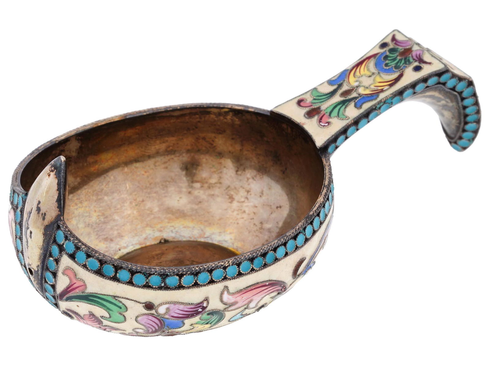 RUSSIAN GILT SILVER ENAMEL KOVSH (1 of 8)