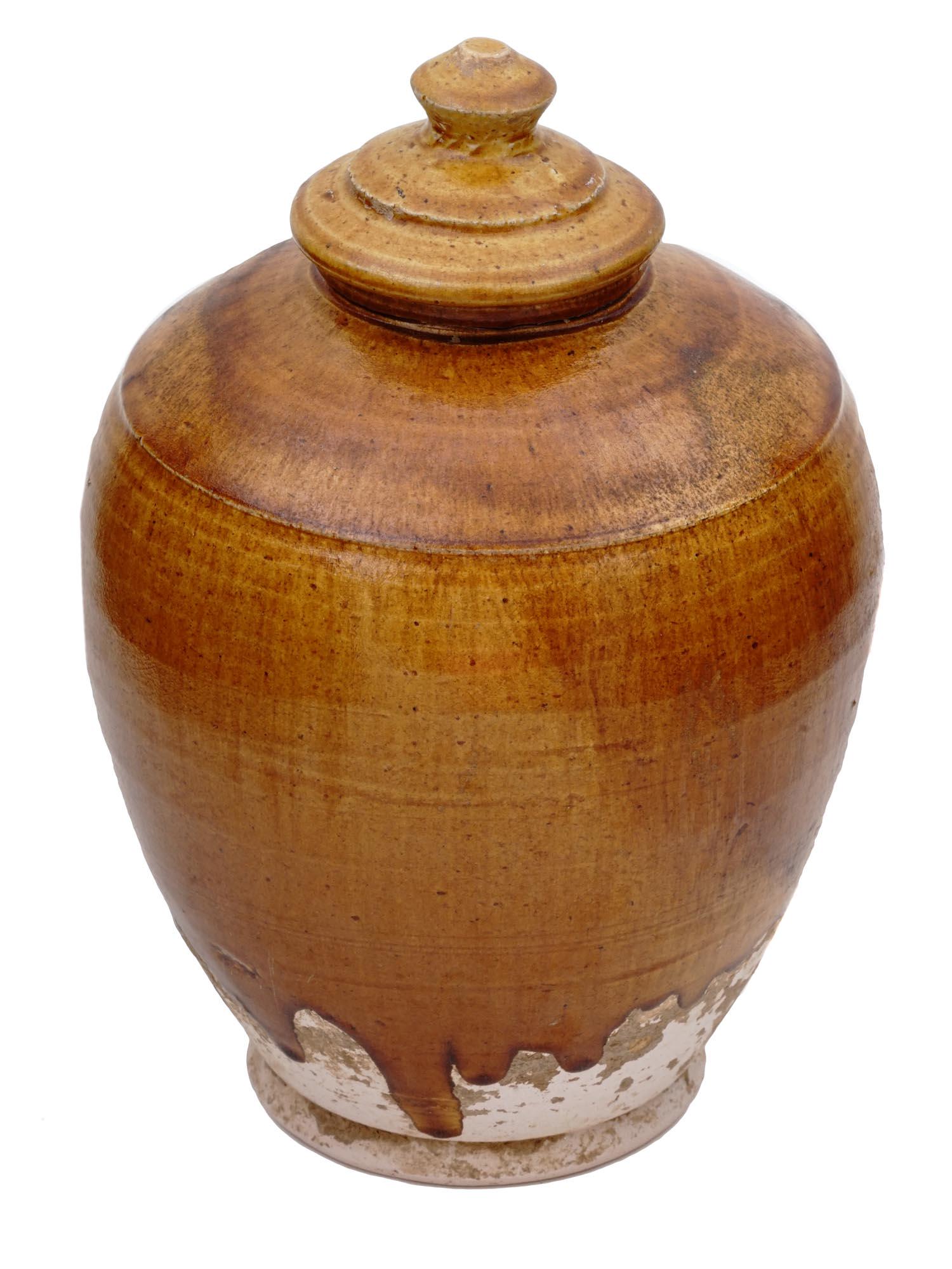 ANCIENT CHINESE TANG DYNASTY AMBER GLAZED POTTERY JAR (1 of 8)
