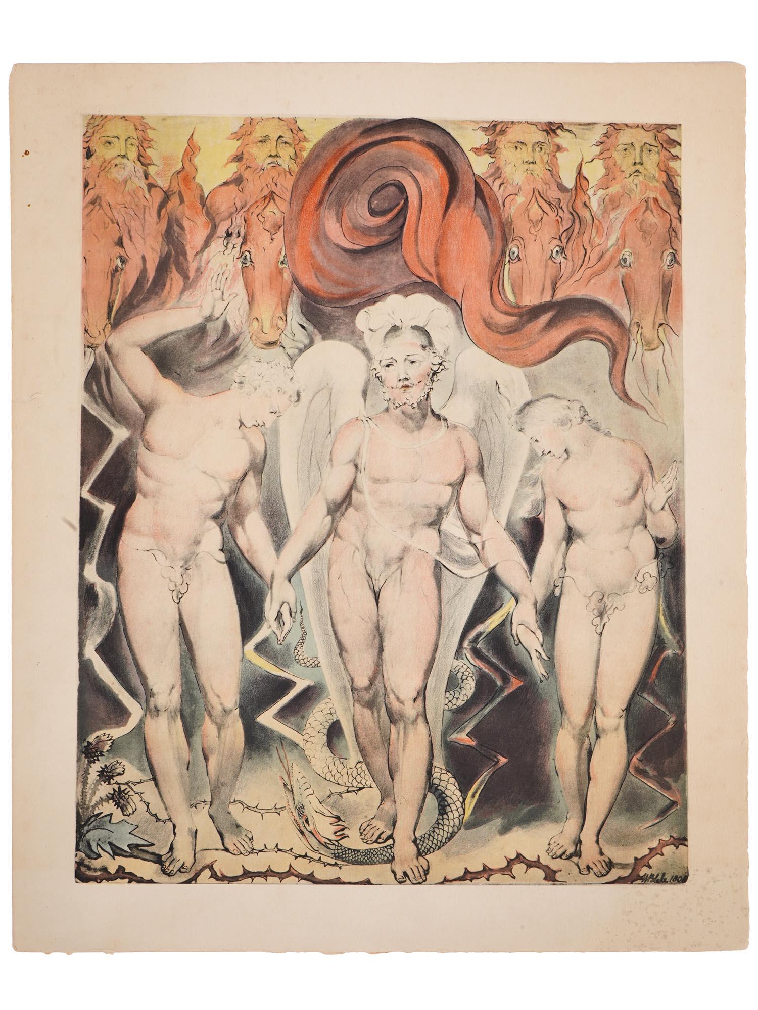 RELIGIOUS ENGLISH COLORED PRINT BY WILLIAM BLAKE (1 of 7)