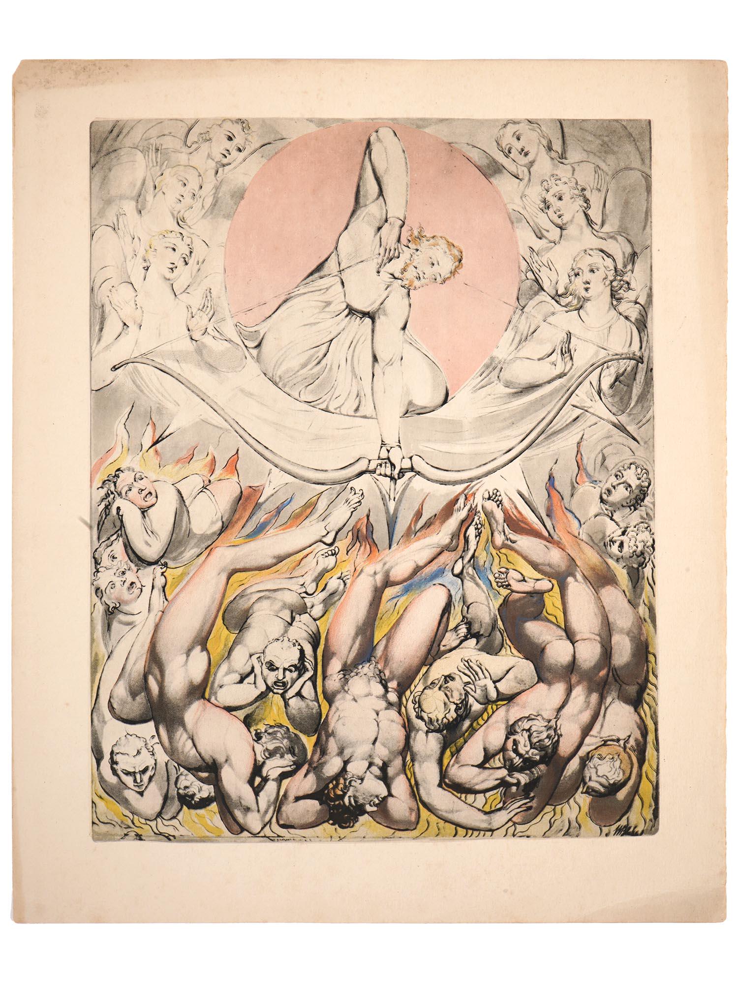 RELIGIOUS ENGLISH COLORED PRINT BY WILLIAM BLAKE (1 of 6)