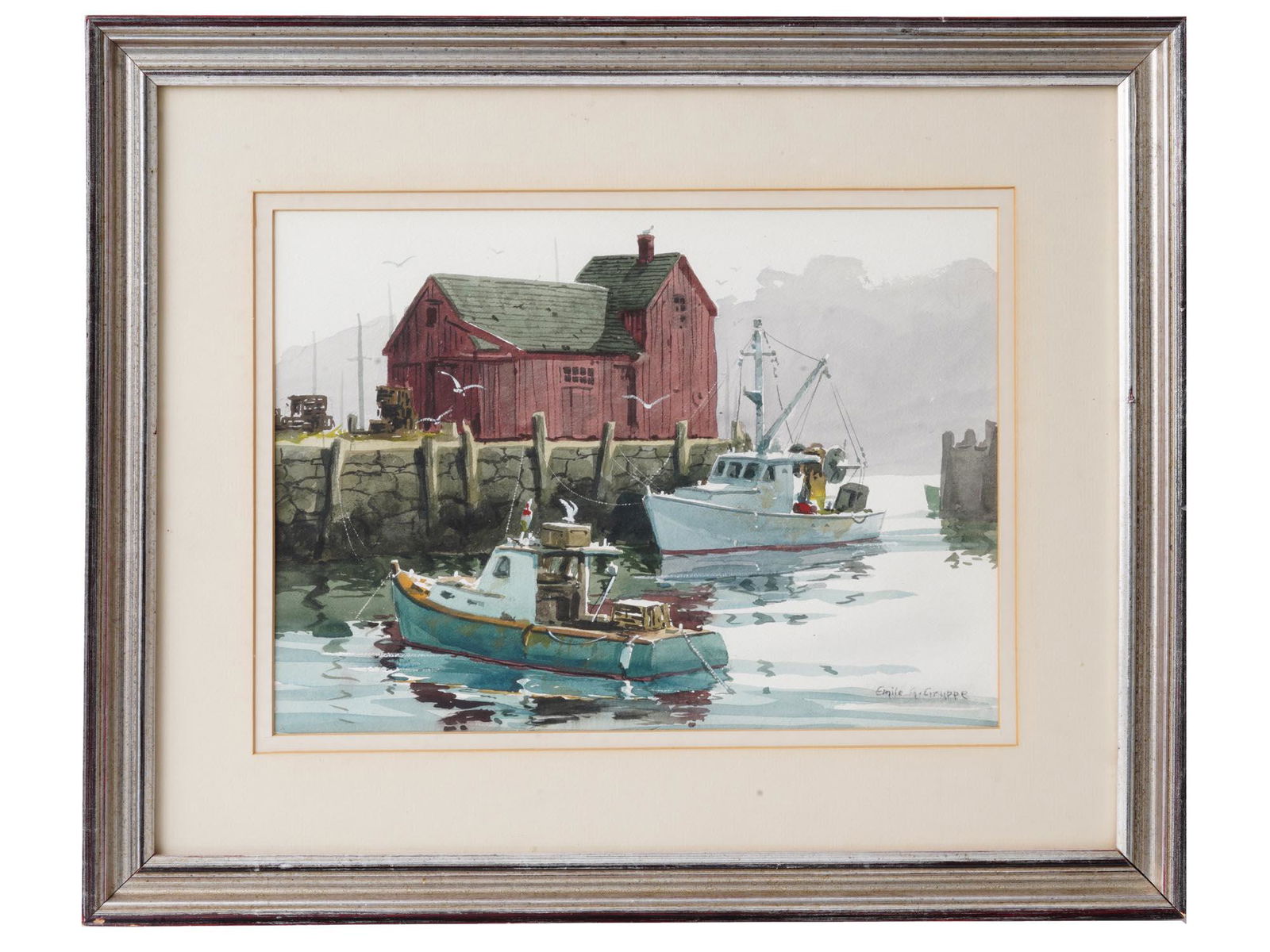 AMERICAN PORT WATERCOLOR PAINTING BY EMILE GRUPPE (1 of 5)