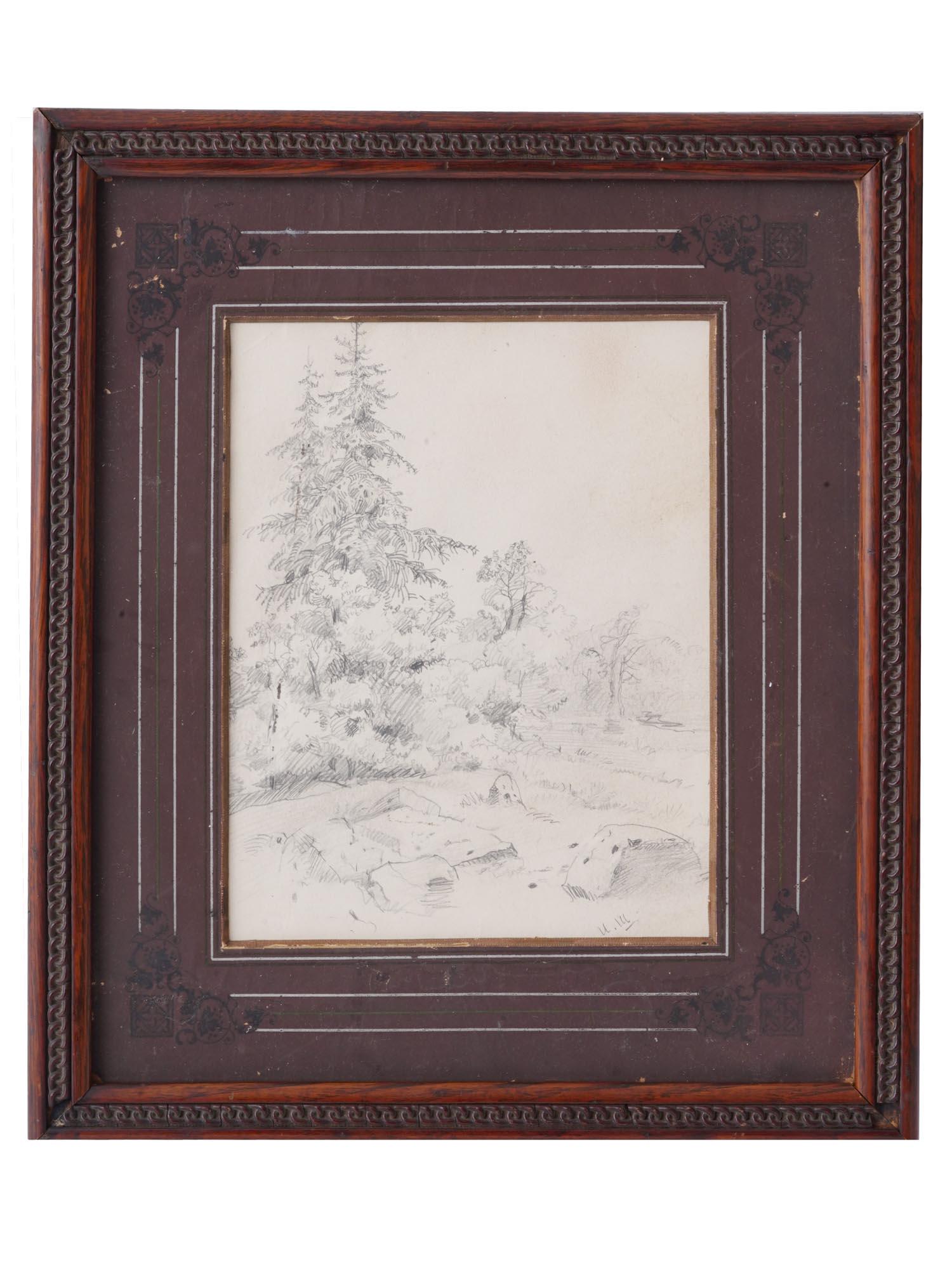 RUSSIAN LANDSCAPE PENCIL PAINTING BY IVAN SHISHKIN (1 of 6)