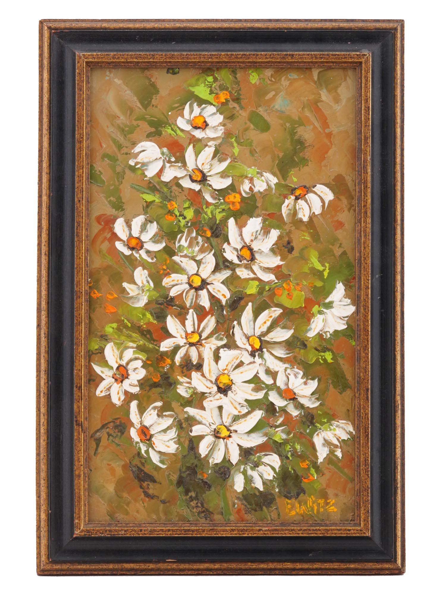 MID CENTURY STILL LIFE DAISY FLOWER PAINTING SIGNED EULITZ (1 of 5)