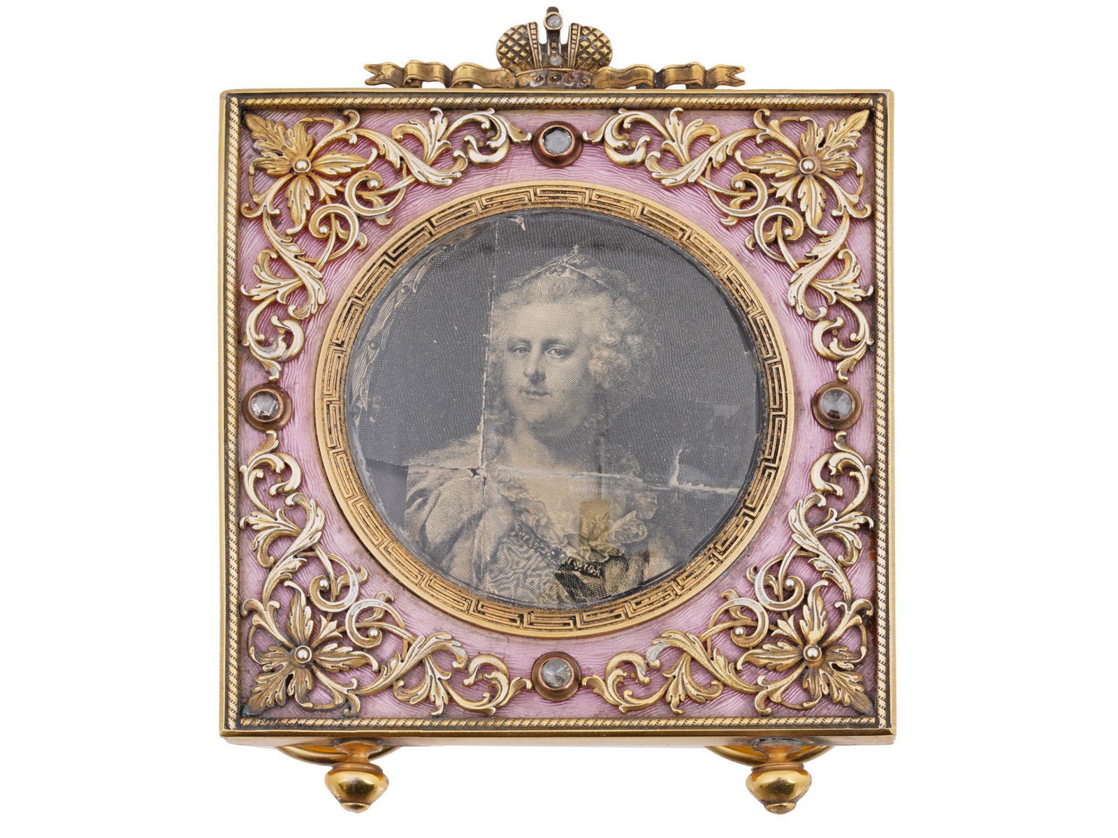 RUSSIAN GILT SILVER ENAMEL DIAMONDS PICTURE FRAME (1 of 14)