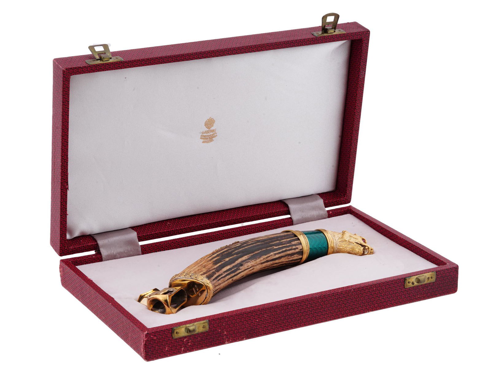 RUSSIAN GILT SILVER ENAMEL GEMSTONES CIGAR CUTTER (1 of 10)