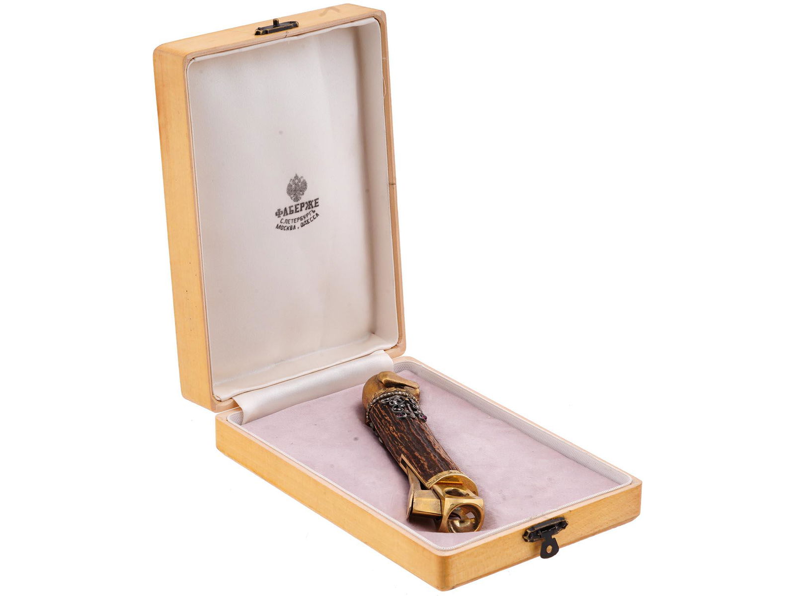 RUSSIAN GILT SILVER GEMSTONES CIGAR CUTTER IOB (1 of 8)