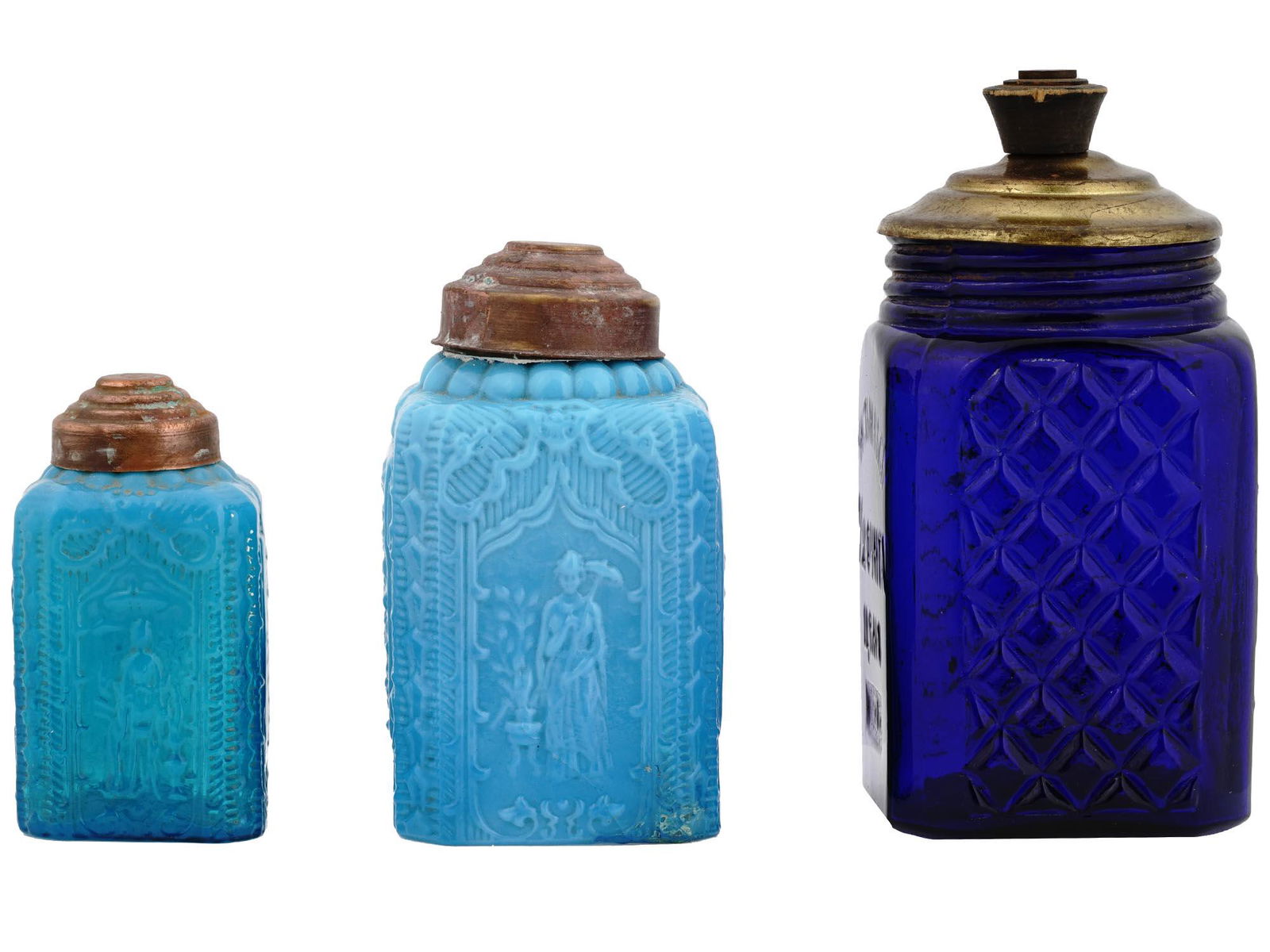 ANTIQUE RUSSIAN OPALINE CRYSTAL GLASS TEA CADDIES (1 of 7)