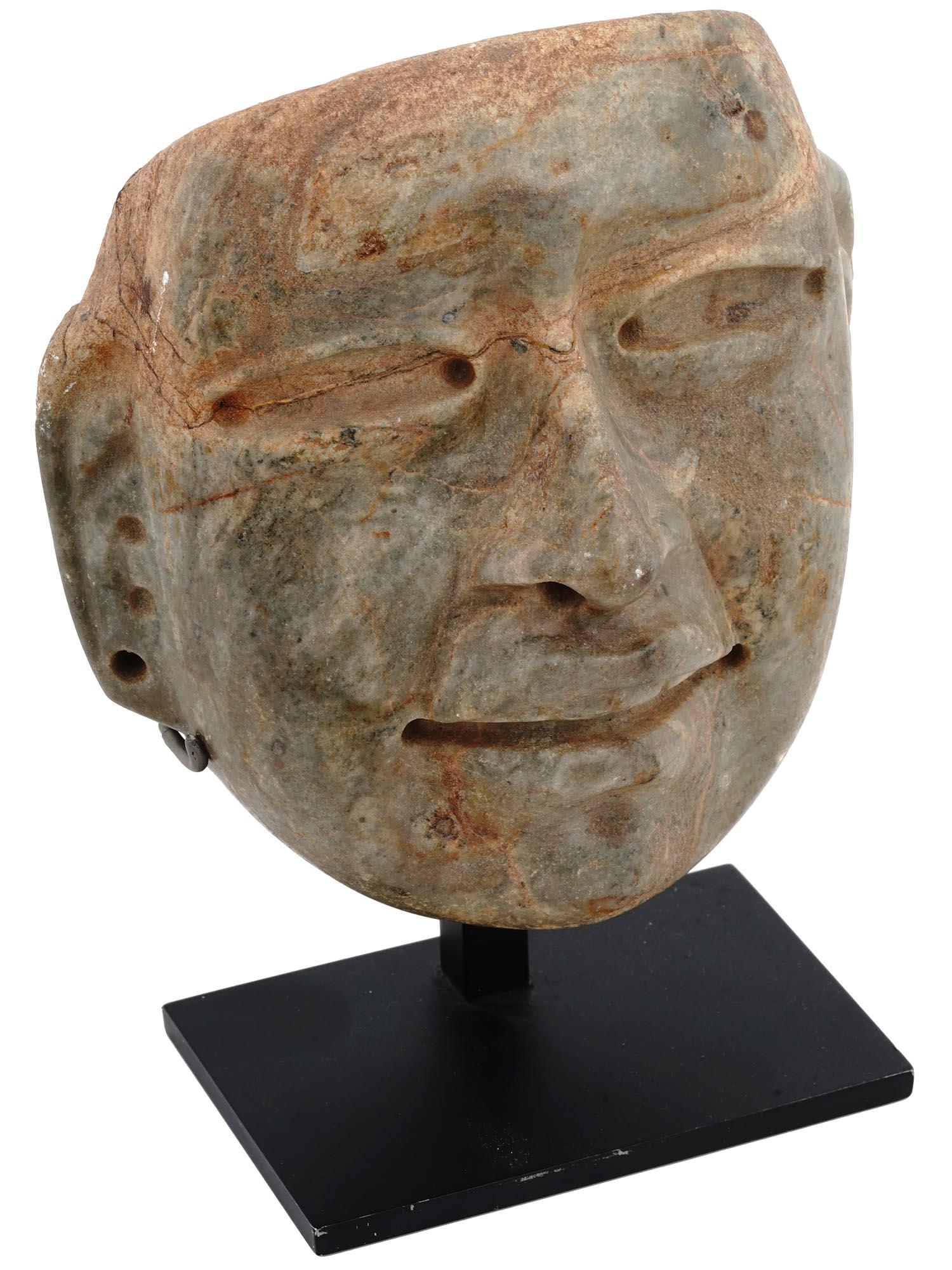 ANCIENT MESOAMERICAN OLMEC HEAD MASK SCULPTURE (1 of 7)