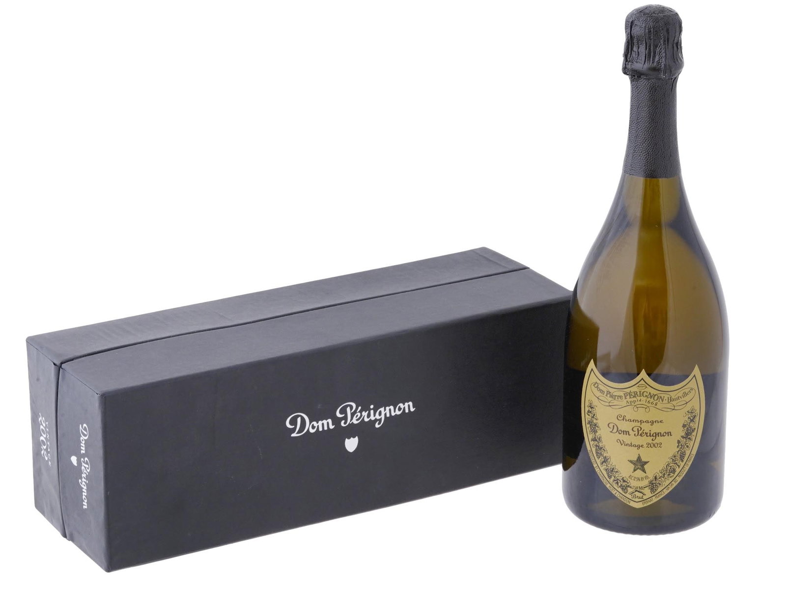 MOET ET CHANDON VINTAGE 2002 DOM PERIGNON CHAMPAGNE: A Vintage 2002, Moet et Chandon, Dom Perignon, Brut champagne with an original branded box. Produced by Champagne Moet and Chandon Imported by Moet Hennessy USA Inc. Dom Perignon is a brand of vintage