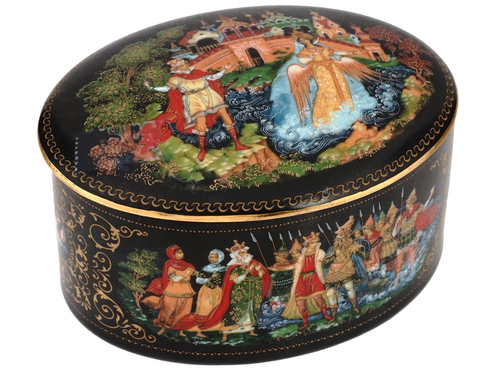 RUSSIAN SOVIET ERA PORCELAIN BOX WITH MINIATURE (1 of 8)
