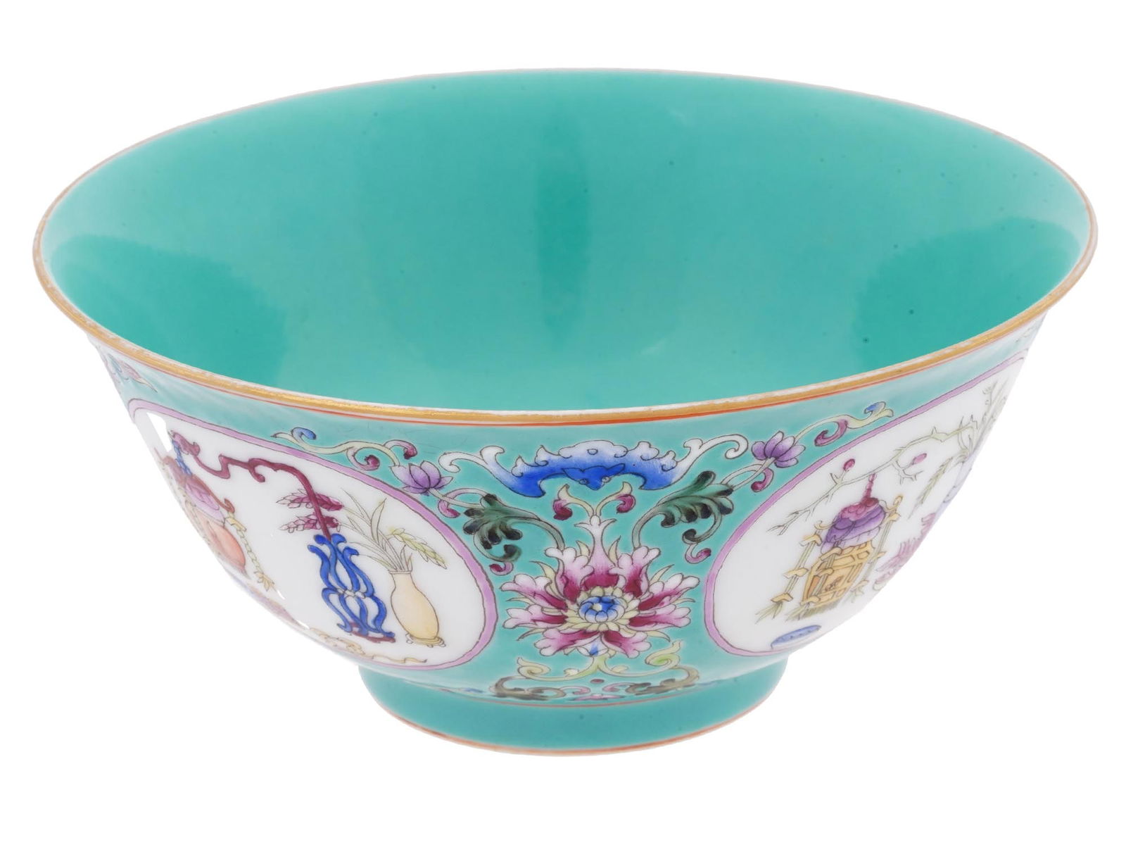 ANTIQUE CHINESE FAMILLE ROSE MEDALLION BOWL MARKED (1 of 8)