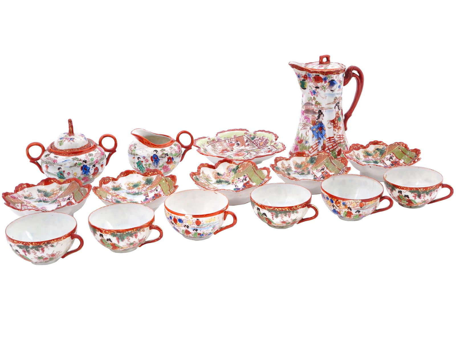 JAPANESE KUTANI HANDPAINTED PORCELAIN TEA SERVICE (1 of 12)