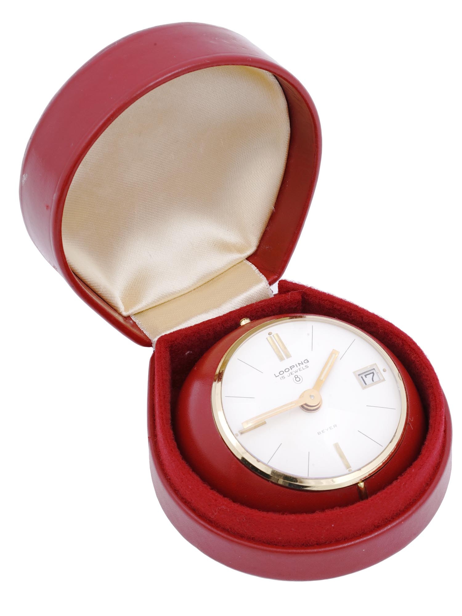 MID CENTURY SWISS LOOPING 8 DAYS ALARM CLOCK IOB (1 of 5)