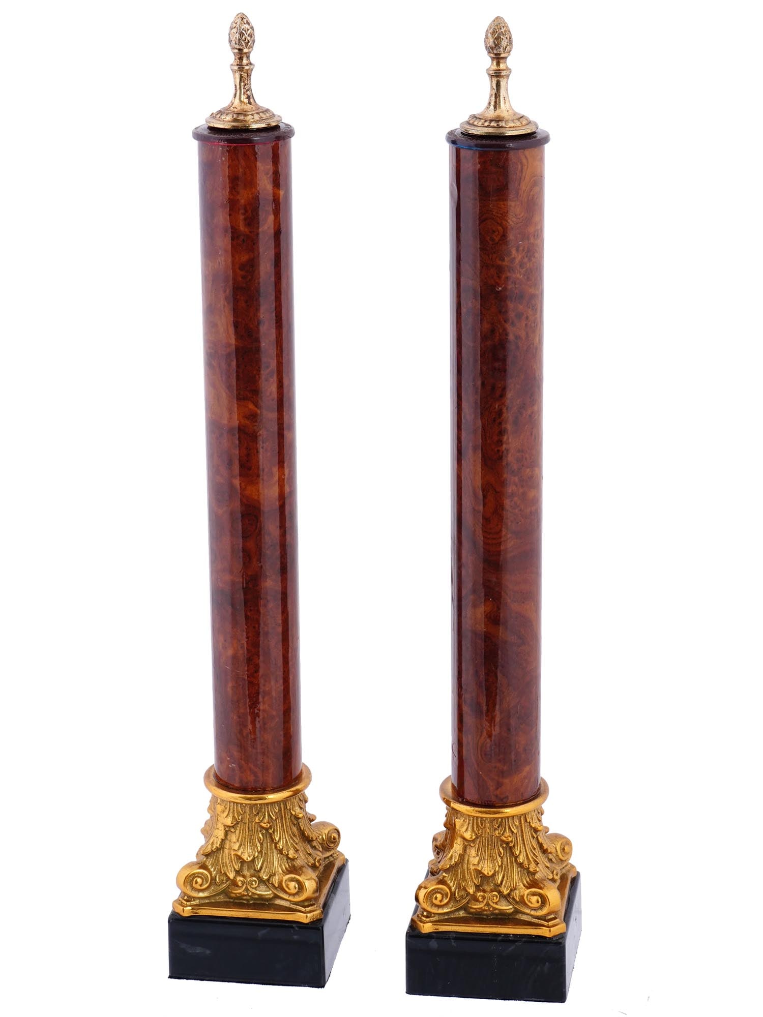 NEOCLASSICAL GILT BRASS ROSEWOOD COLUMN STANDS (1 of 7)