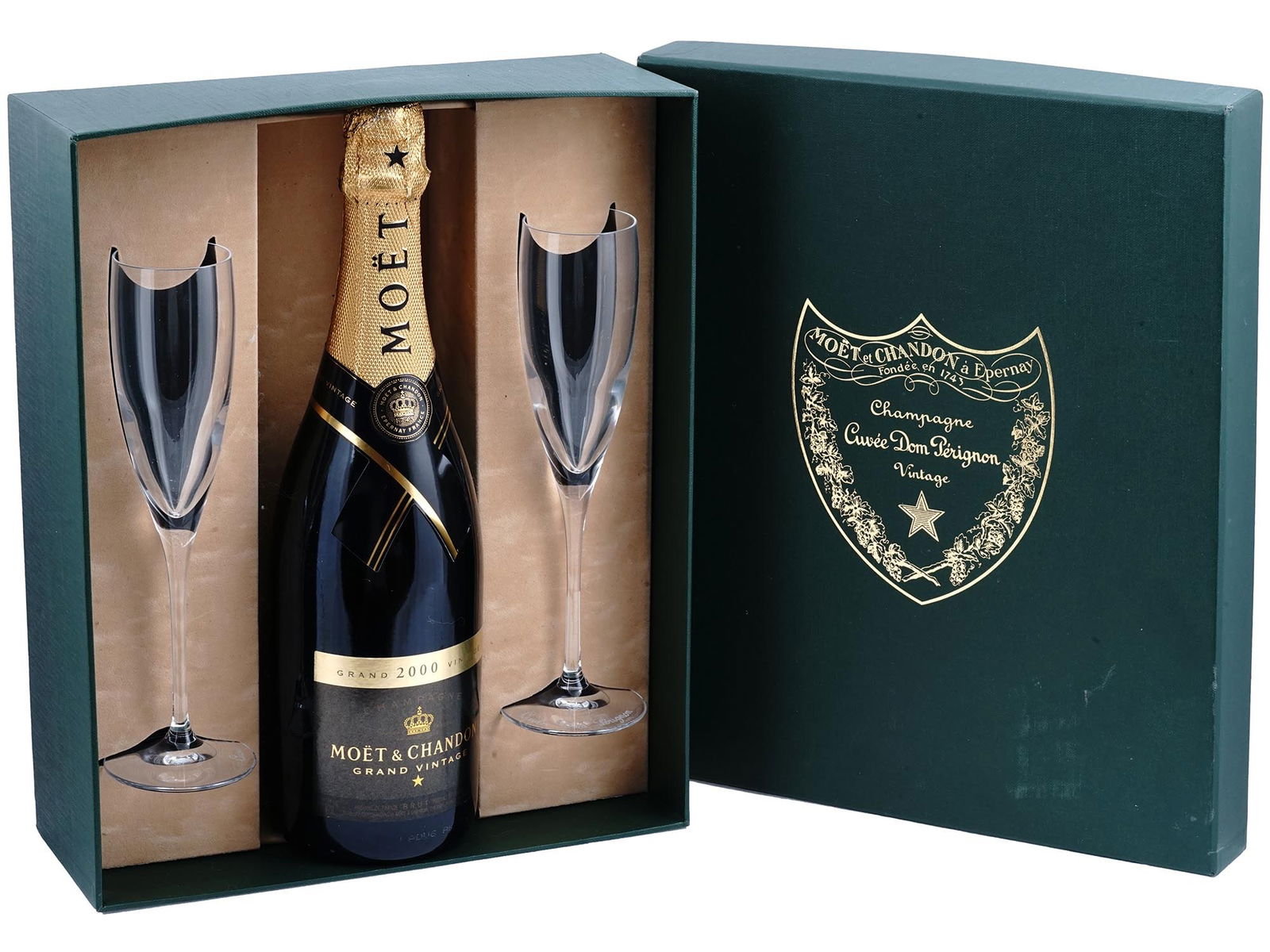 DOM PERIGNON CHAMPAGNE SET WITH TWO GLASSES IOB (1 of 7)