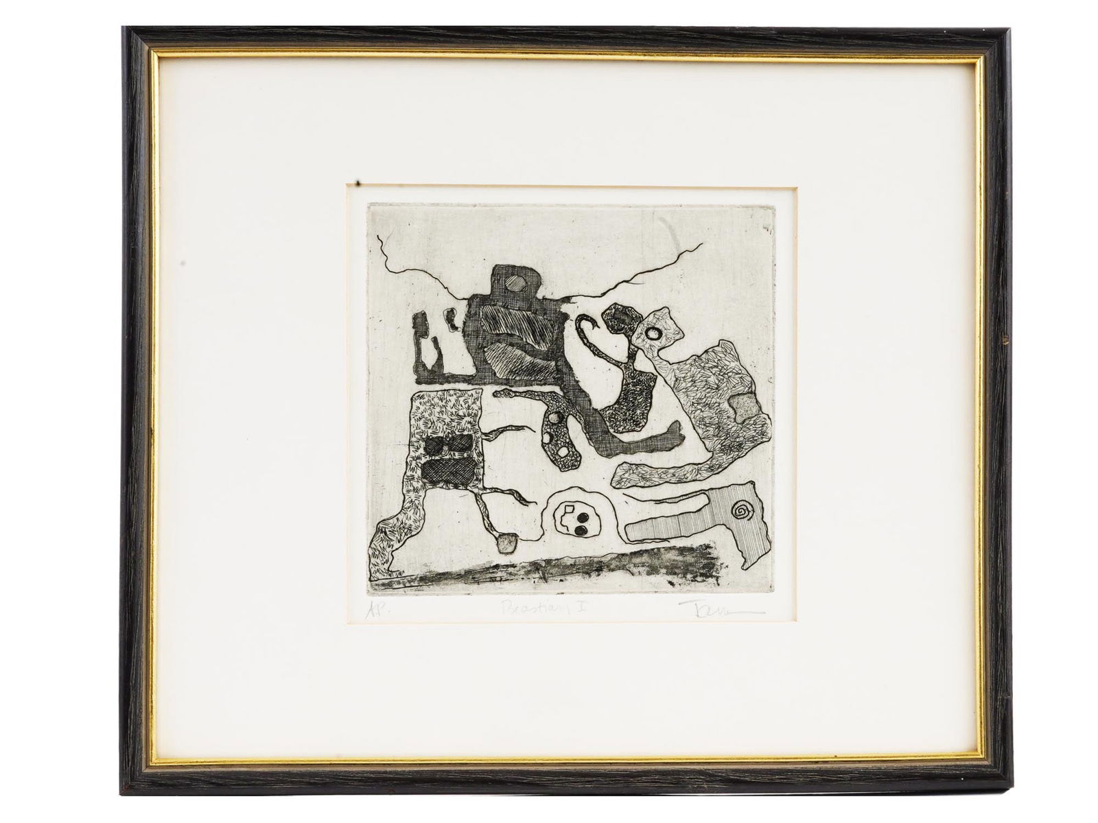 MID CENTURY ABSTRACT ETCHING ATTR TO RUFINO TAMAYO (1 of 8)