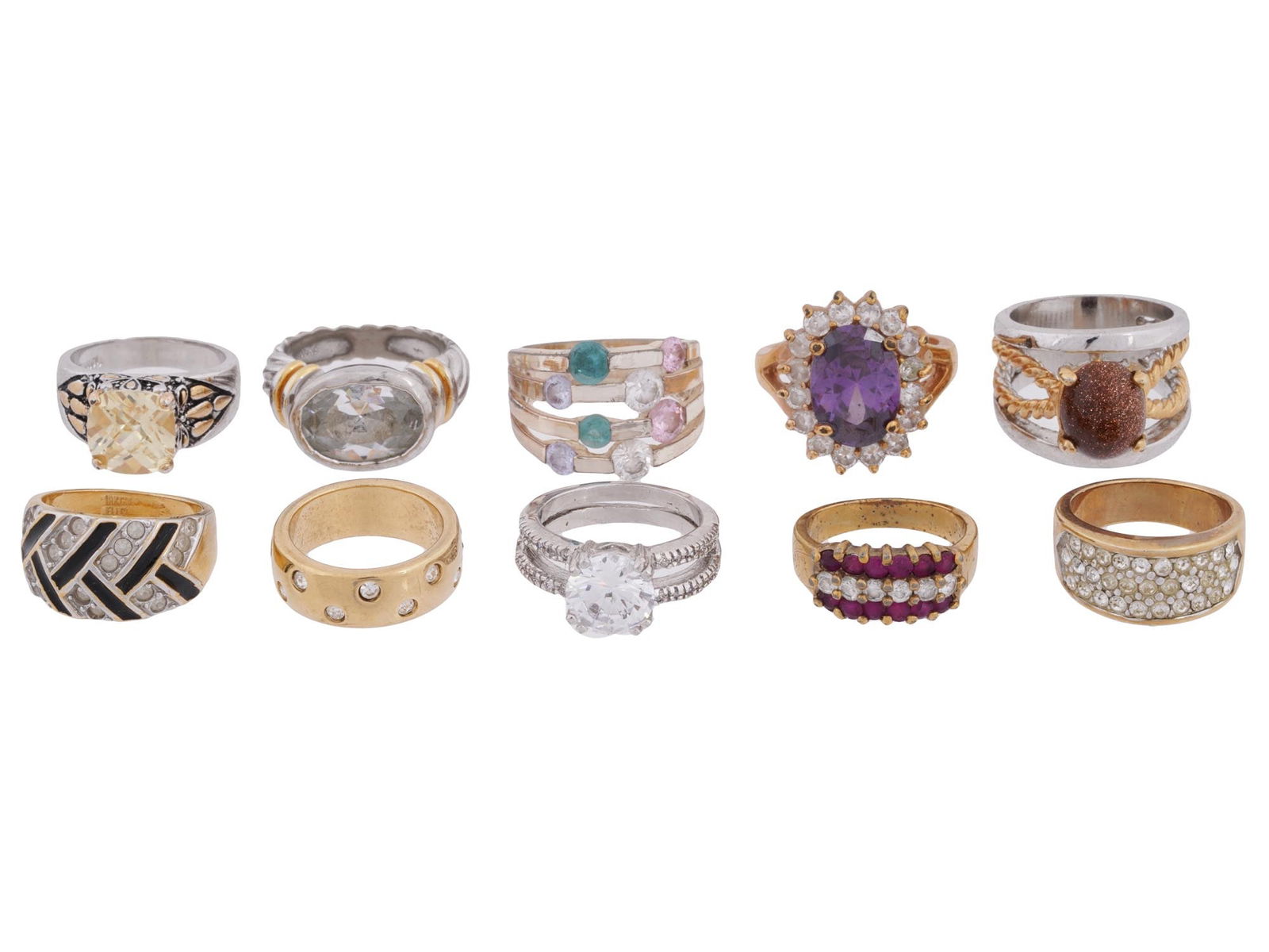 COLLECTION OF TEN VINTAGE COCKTAIL RINGS (1 of 5)