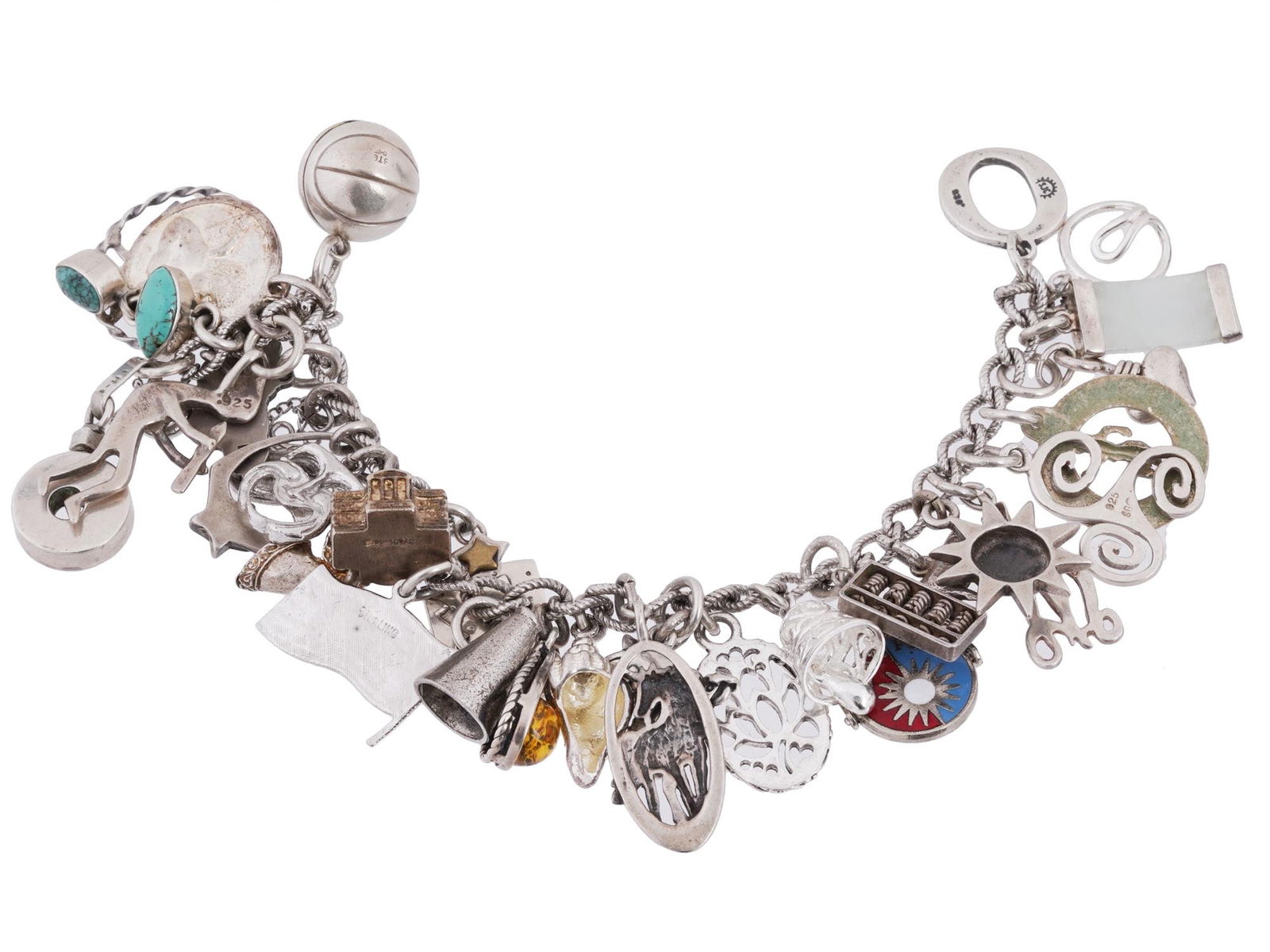 VINTAGE SJC STERLING SILVER CHARM BRACELET (1 of 6)