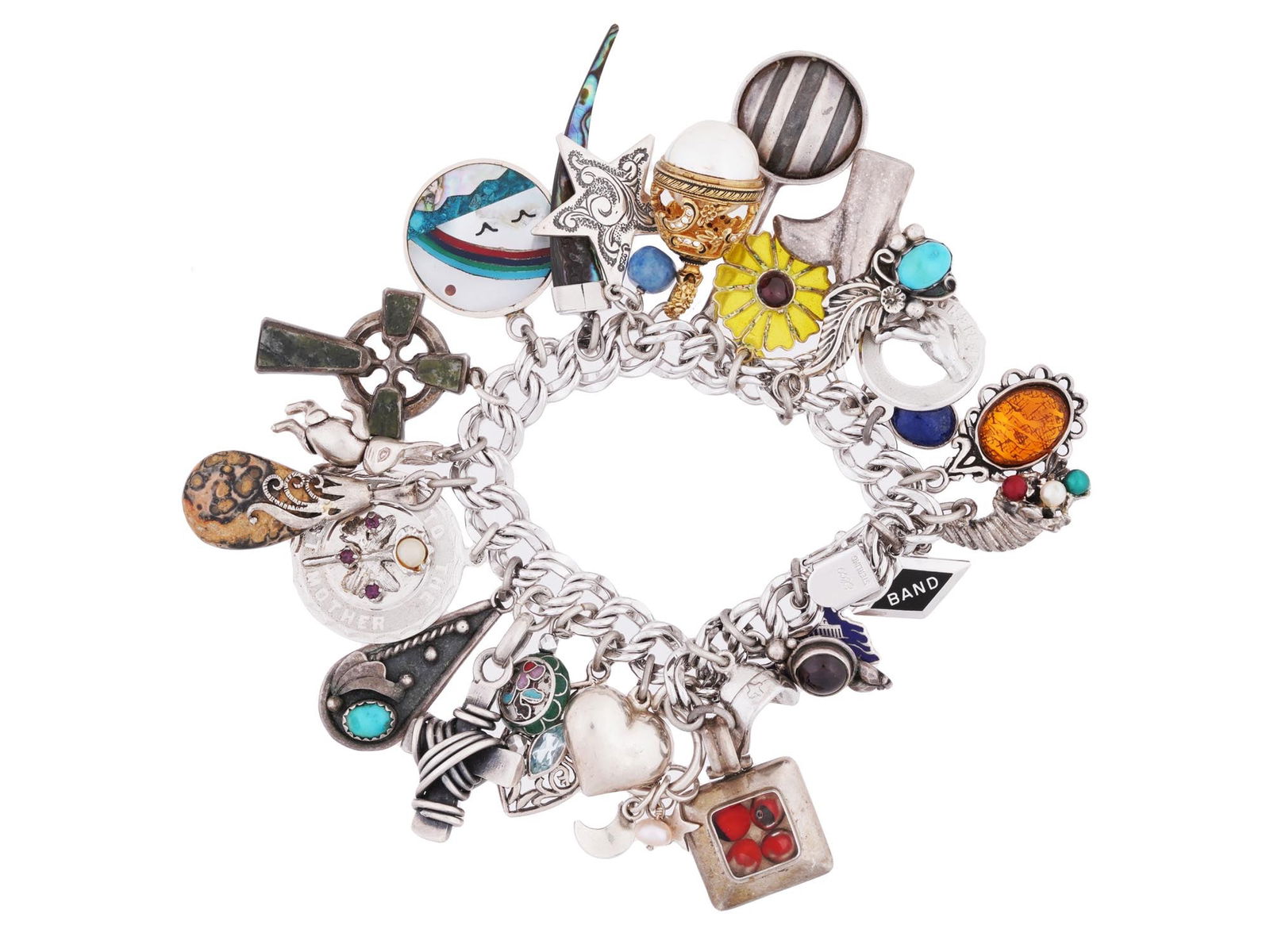 VINTAGE 1980S ELCO STERLING SILVER CHARM BRACELET (1 of 4)