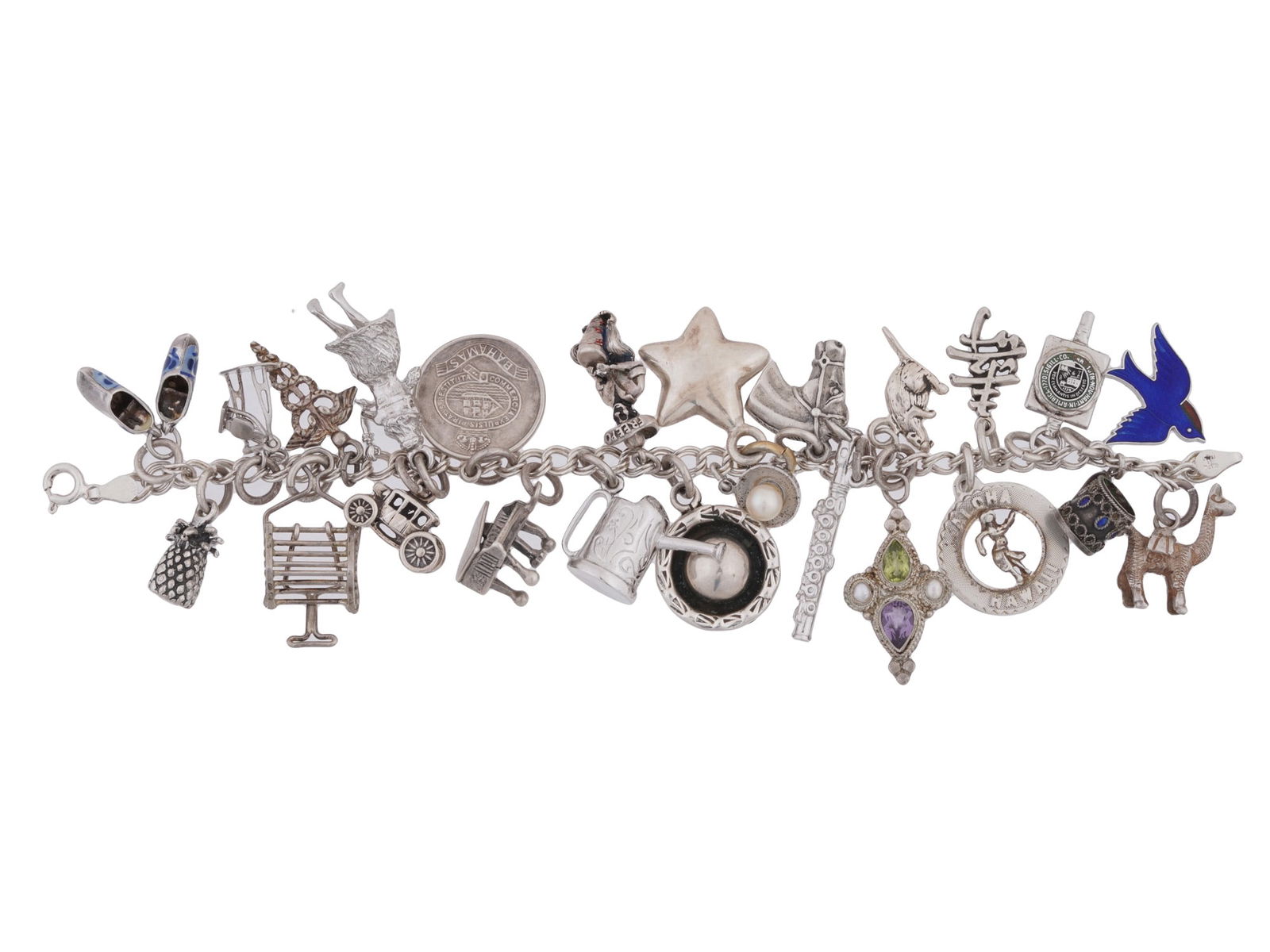 VINTAGE ITALIAN STERLING SILVER CHARM BRACELET (1 of 7)