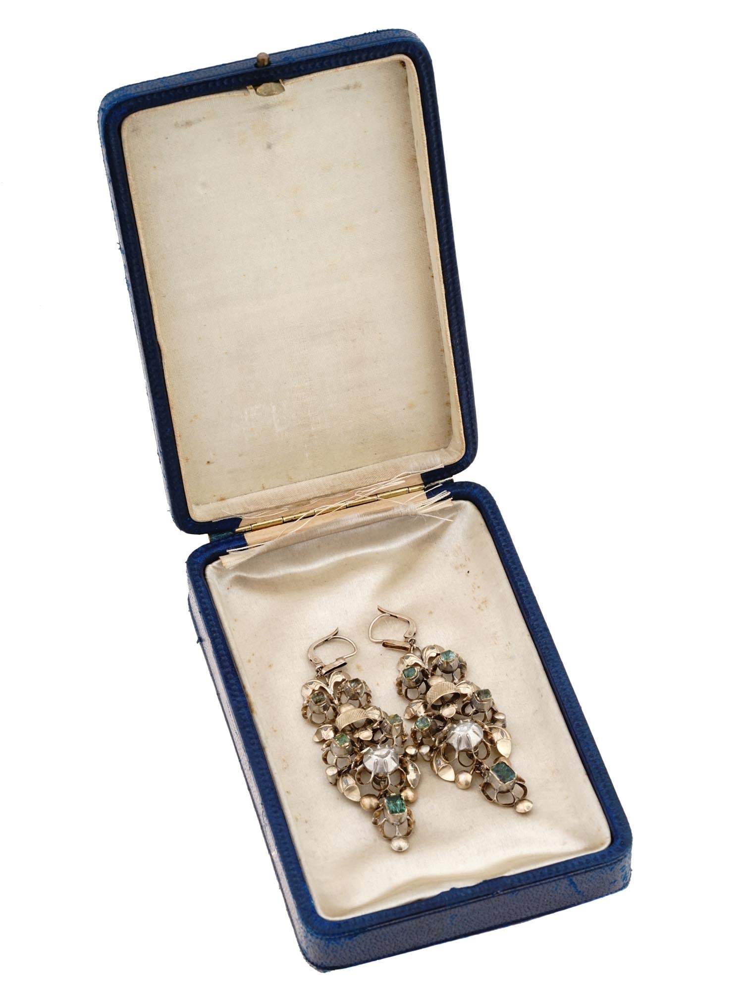 GILT SILVER EMERALD AND DIAMONDS CHANDELIER EARRINGS (1 of 6)