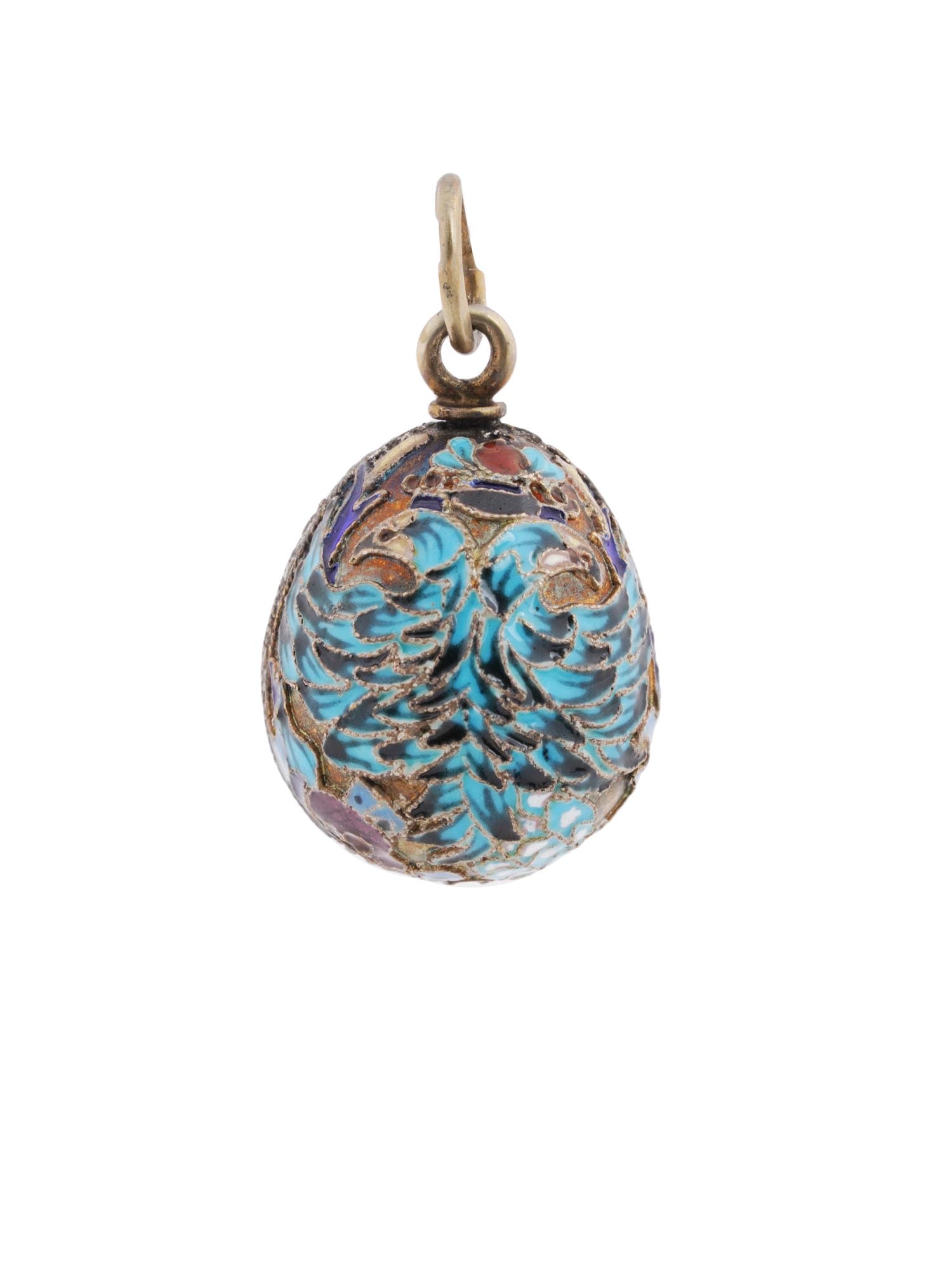 RUSSIAN GILT SILVER AND ENAMEL EASTER EGG PENDANT (1 of 5)