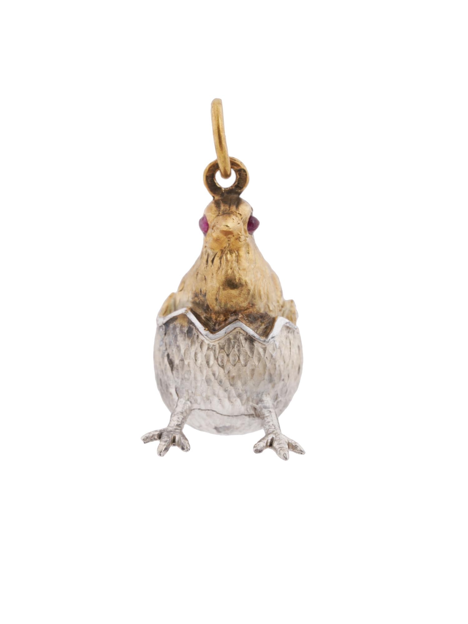 RUSSIAN 84 SILVER RUBY STONE CHICKEN EGG PENDANT (1 of 7)