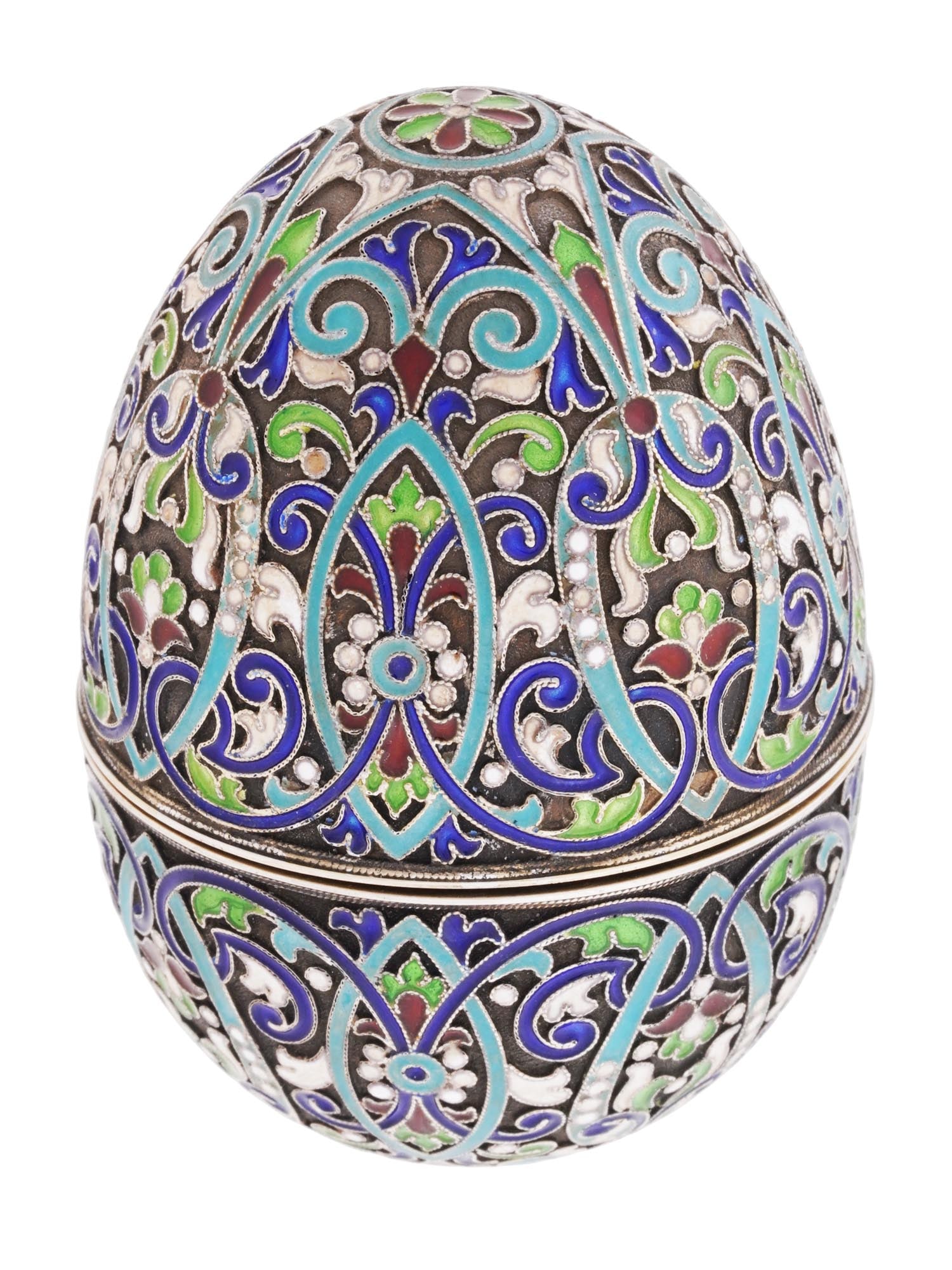 RUSSIAN 84 GILT SILVER ENAMEL EASTER EGG BOX (1 of 10)