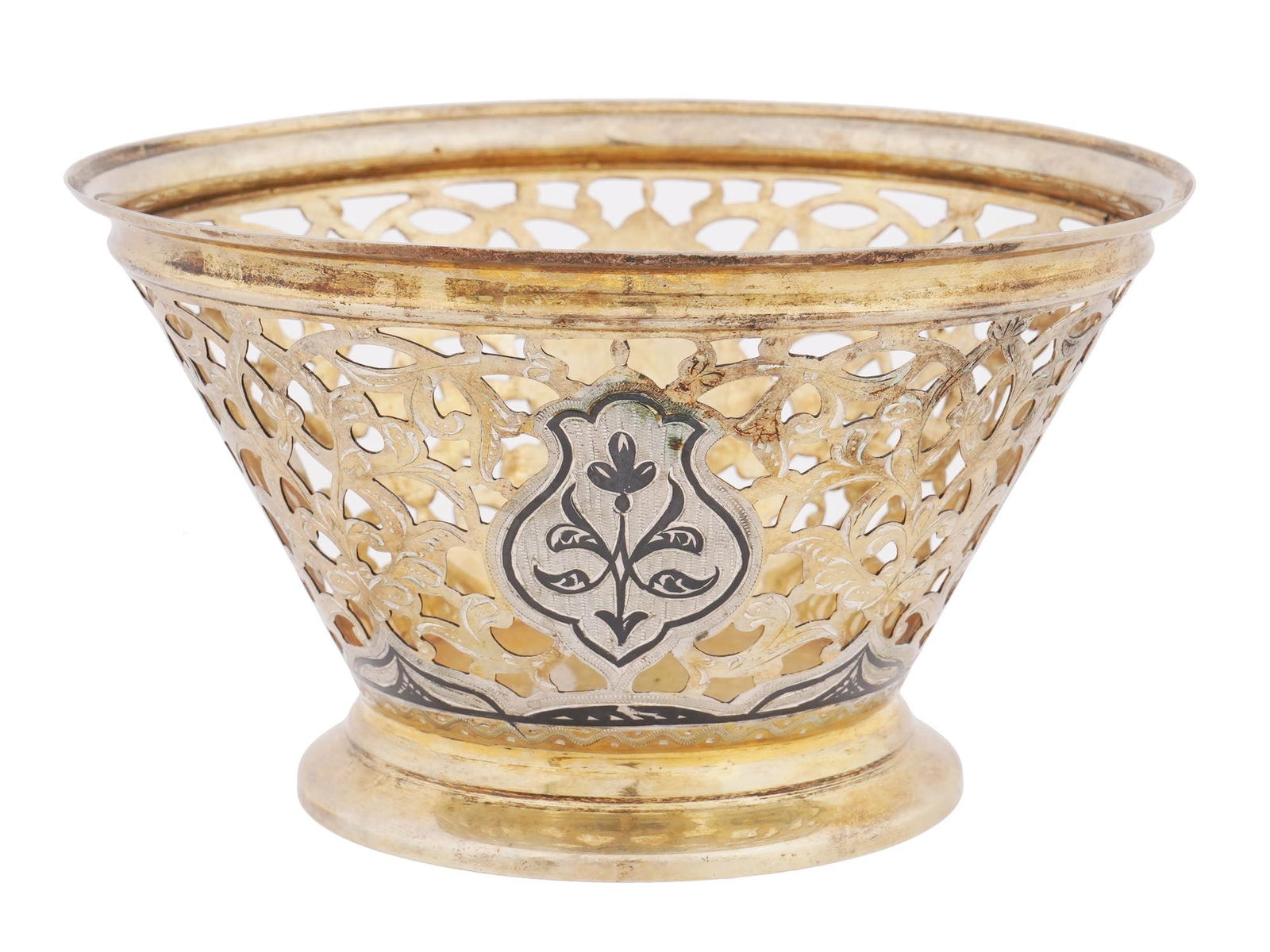 RUSSIAN SOVIET 875 GILT NIELLO SILVER CANDY BOWL (1 of 5)