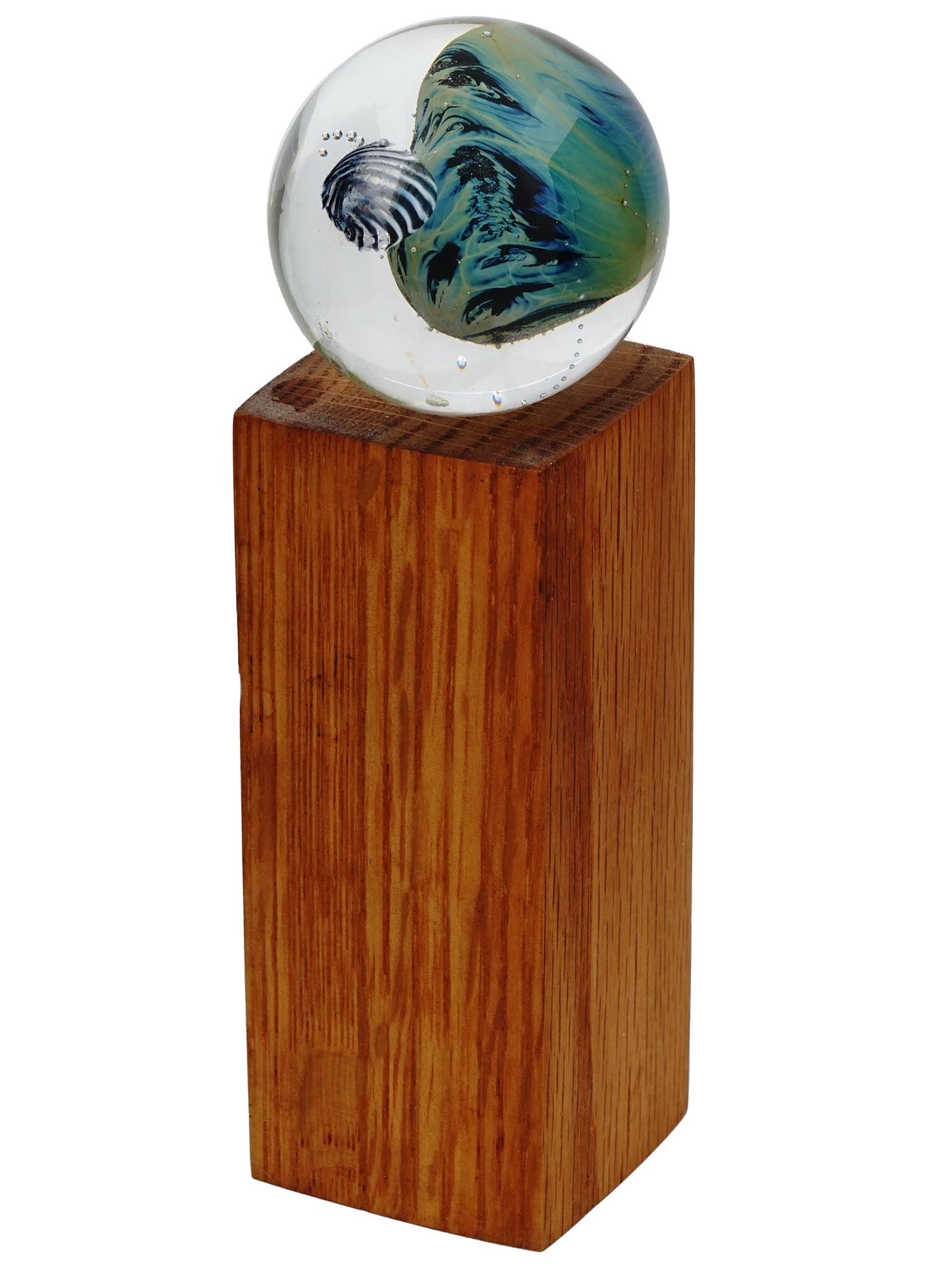 DESIGNER ART GLASS MARBLE WITH WOODEN STAND (1 of 7)
