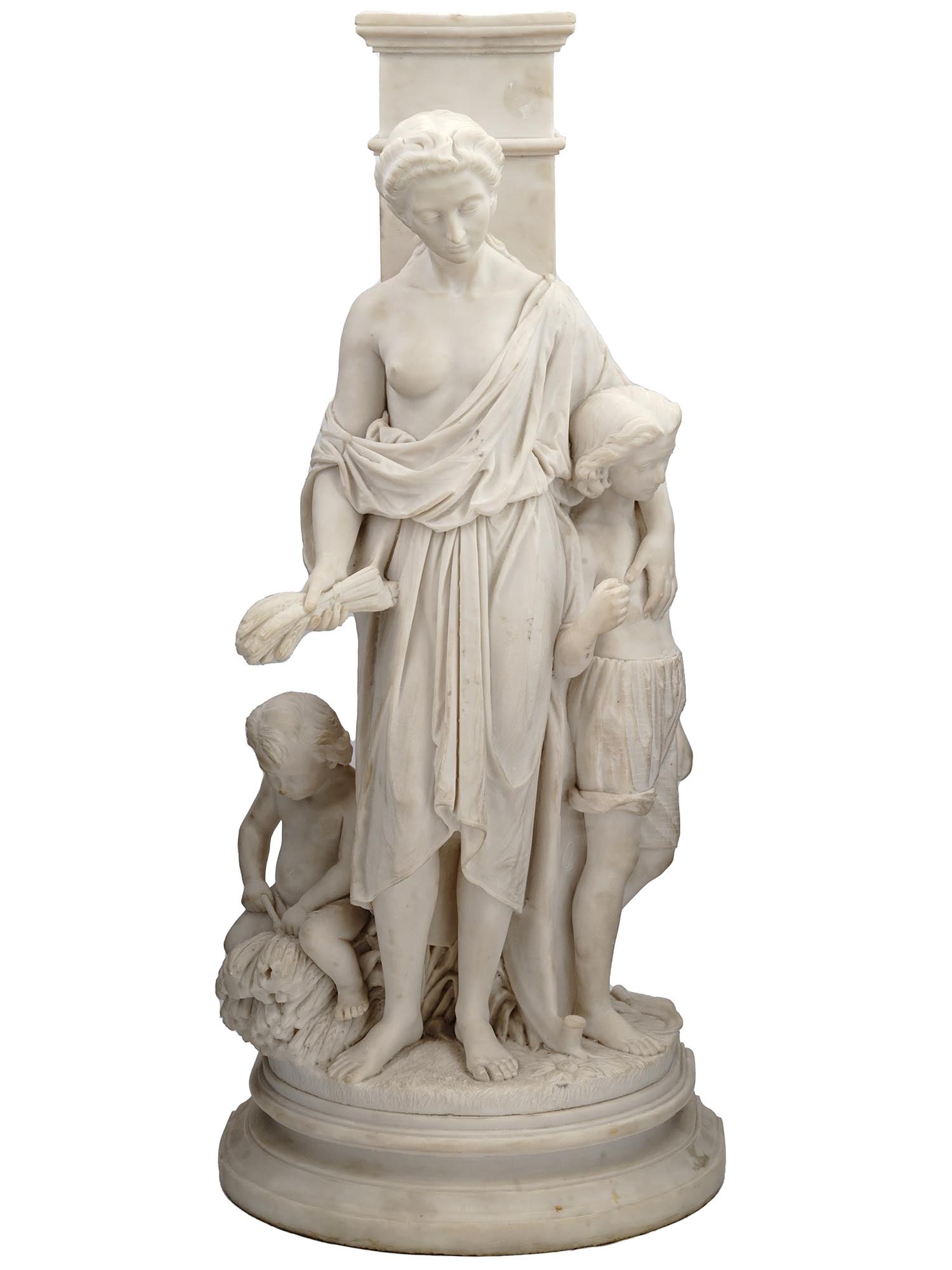 VINTAGE RESIN AND MARBLE DUST STATUE OF RUTH AND KIDS (1 of 10)