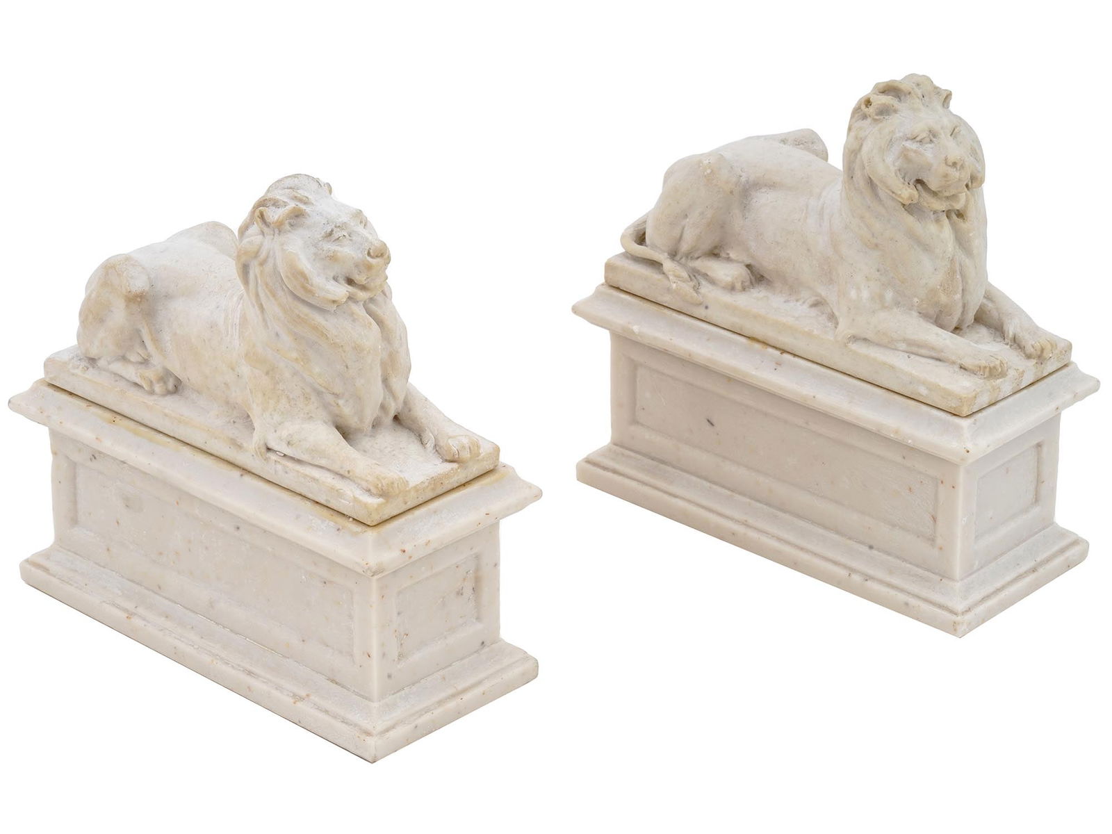 AMR ALVA MUSEUM REPLICA LION ALABASTER BOOKENDS (1 of 9)