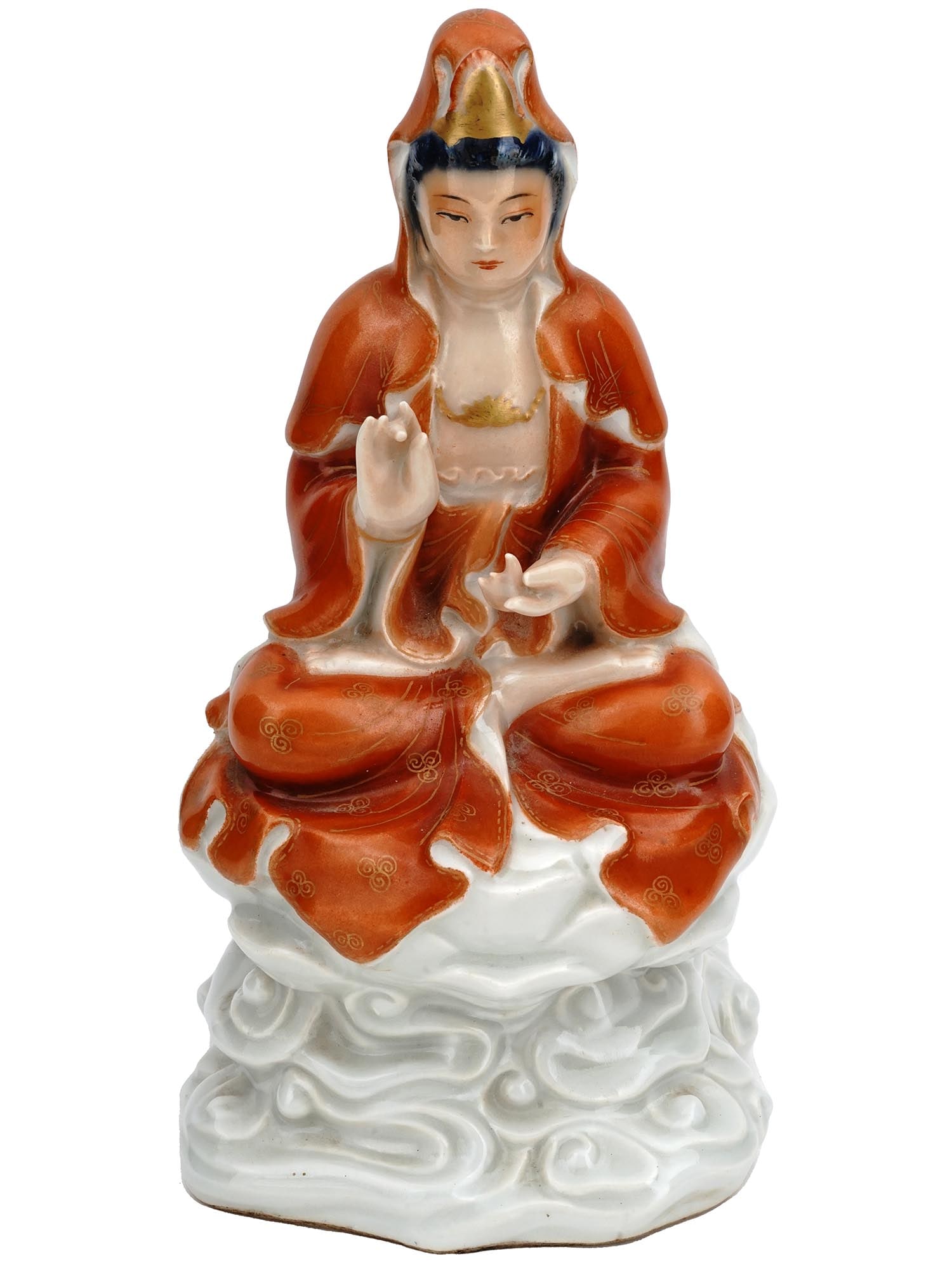 CHINESE HAND ENAMELED PORCELAIN FIGURE OF GUANYIN (1 of 6)
