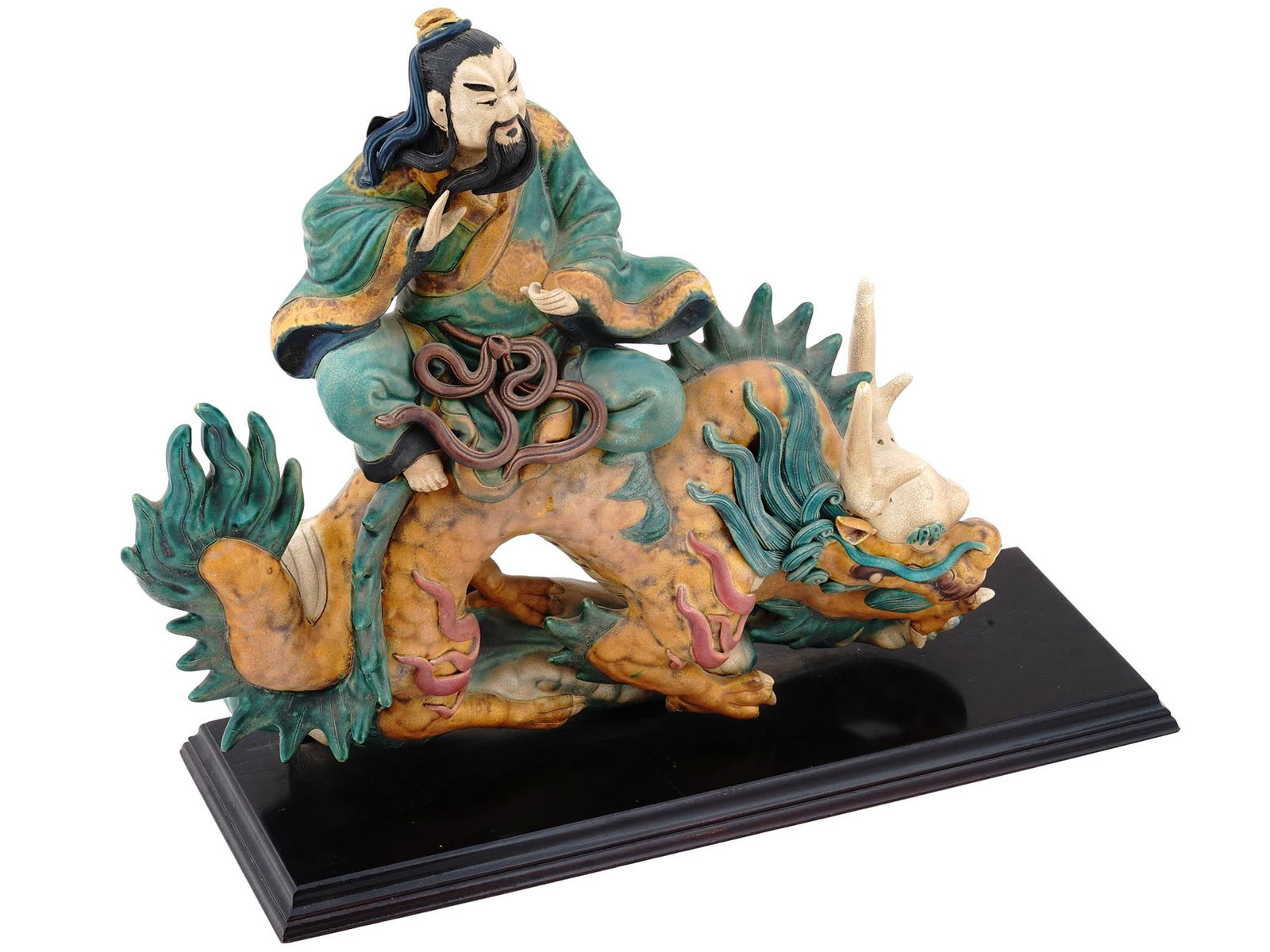 ANTIQUE CHINESE EARTHENWARE ROOF TILE WOOD STAND (1 of 11)