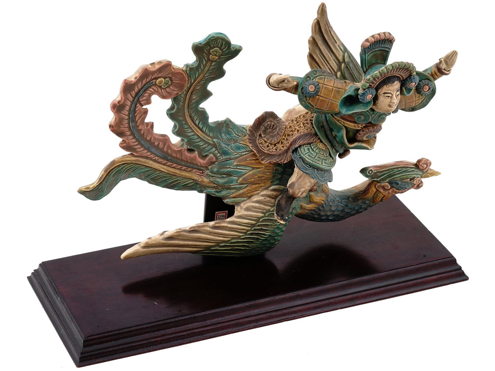 ANTIQUE CHINESE EARTHENWARE ROOF TILE WOOD STAND (1 of 8)