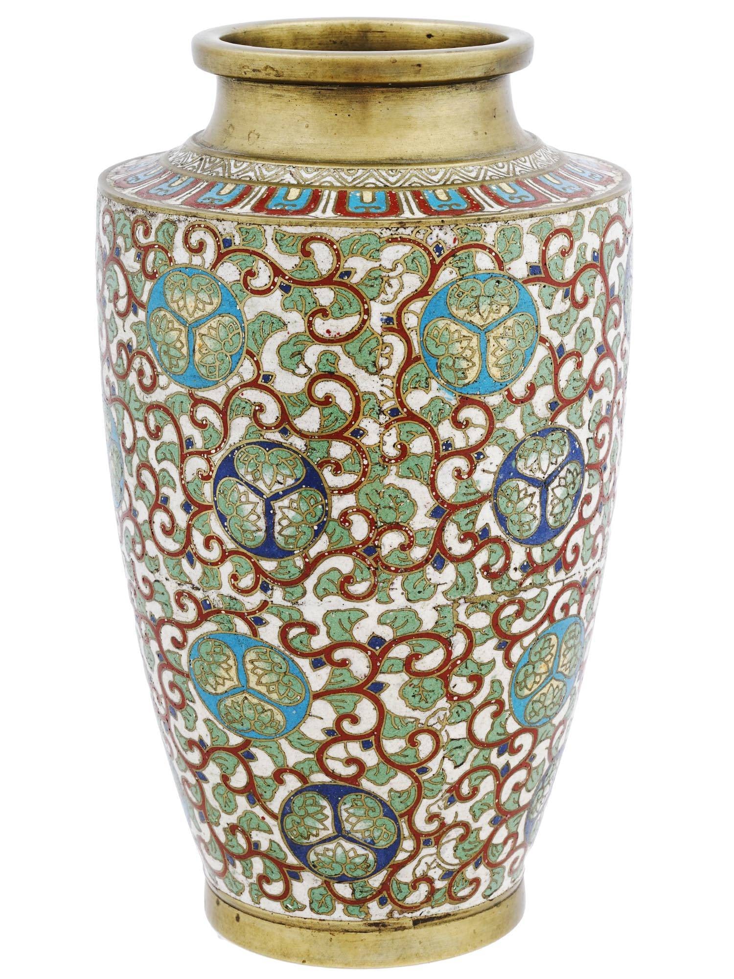 LARGE ANTIQUE JAPANESE EDO CLOISONNE ENAMEL VASE (1 of 5)