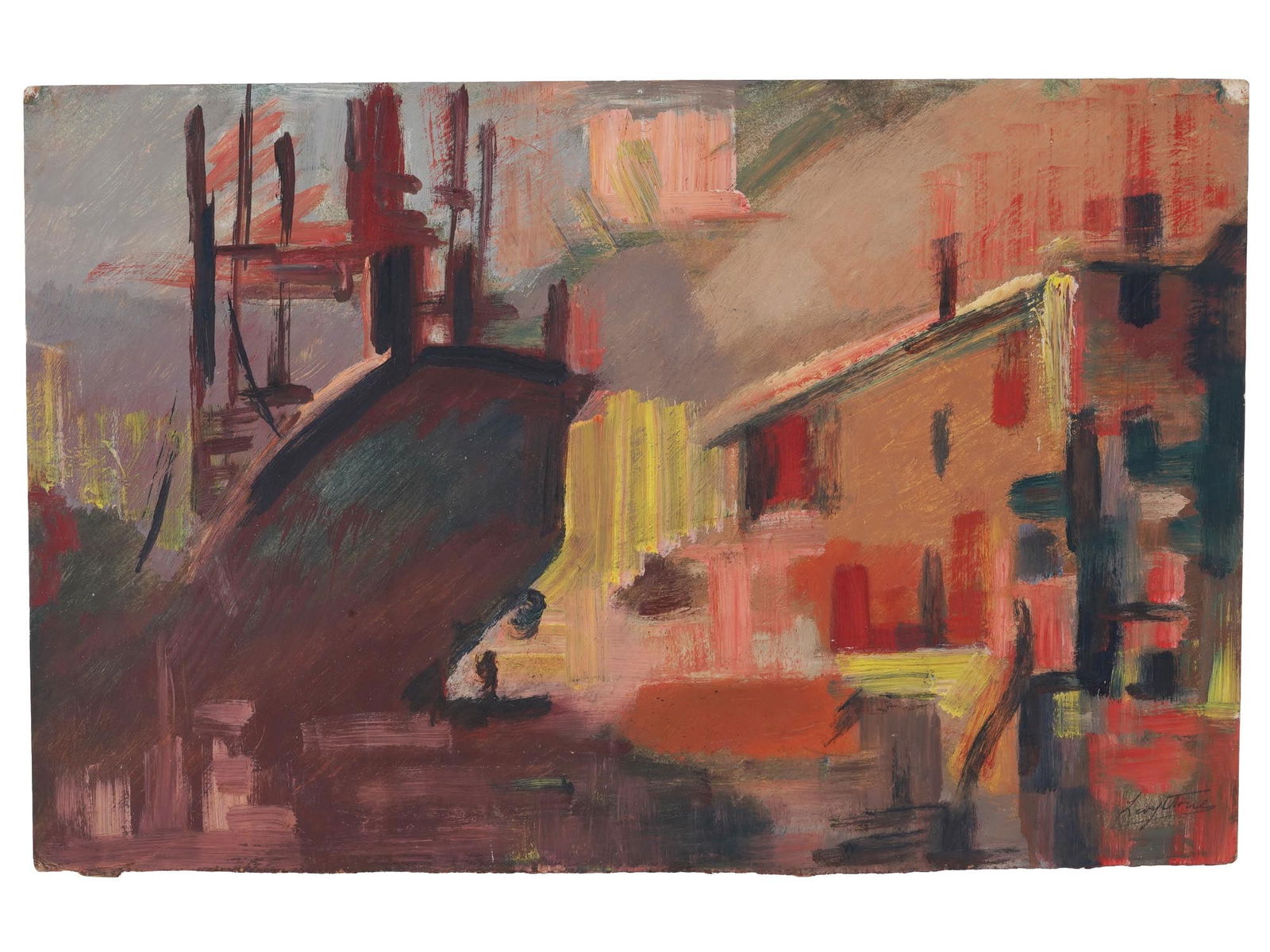 AMERICAN ABSTRACT CITYSCAPE PAINTING BY LEVY STONE (1 of 4)